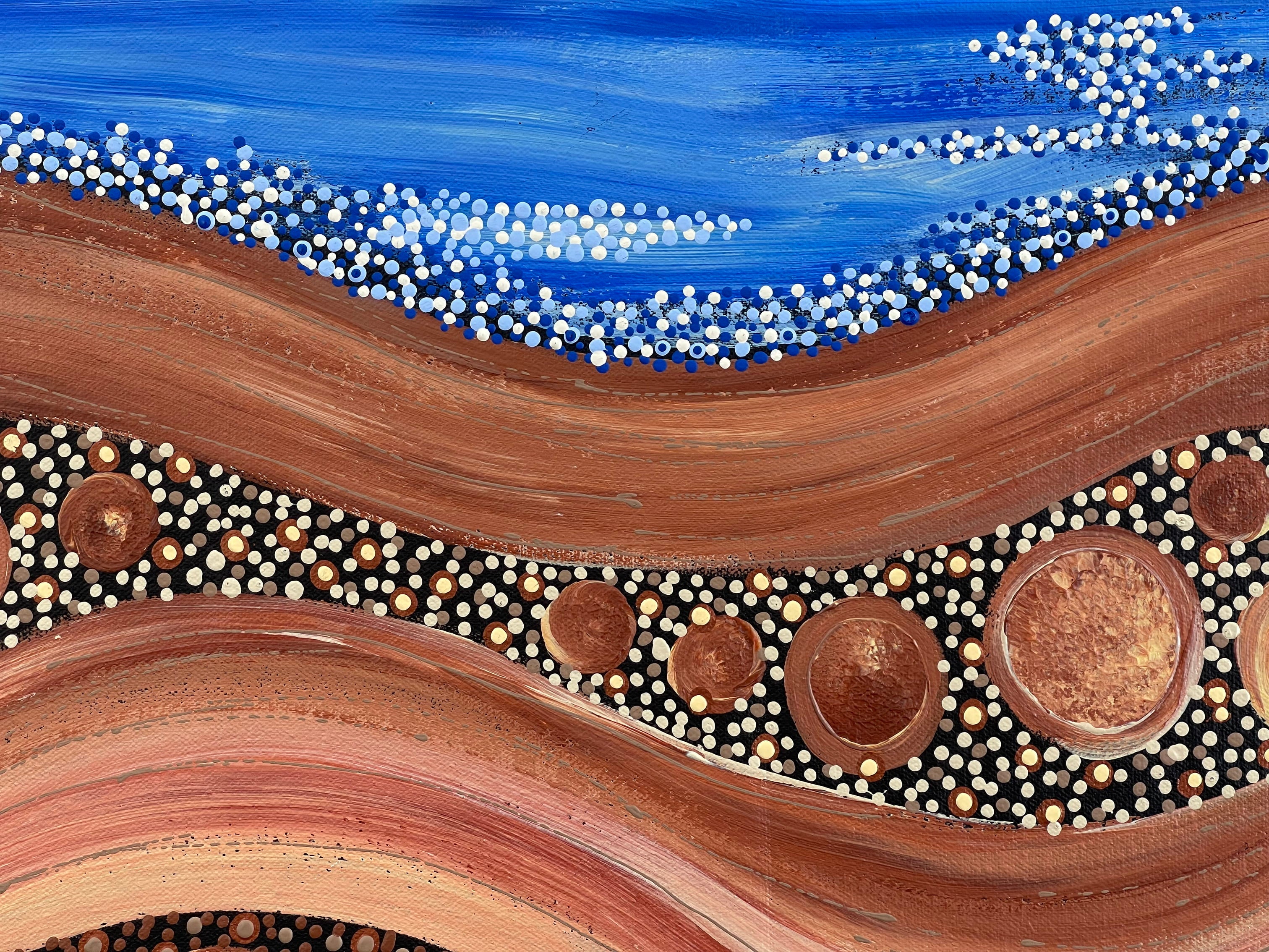 Deidre Burgoyne Rosier - Mirning Dreaming the Water, Whales, Kokatha Land, Sky, Wirangu Country, My Family Country - 98x146cm .47-2