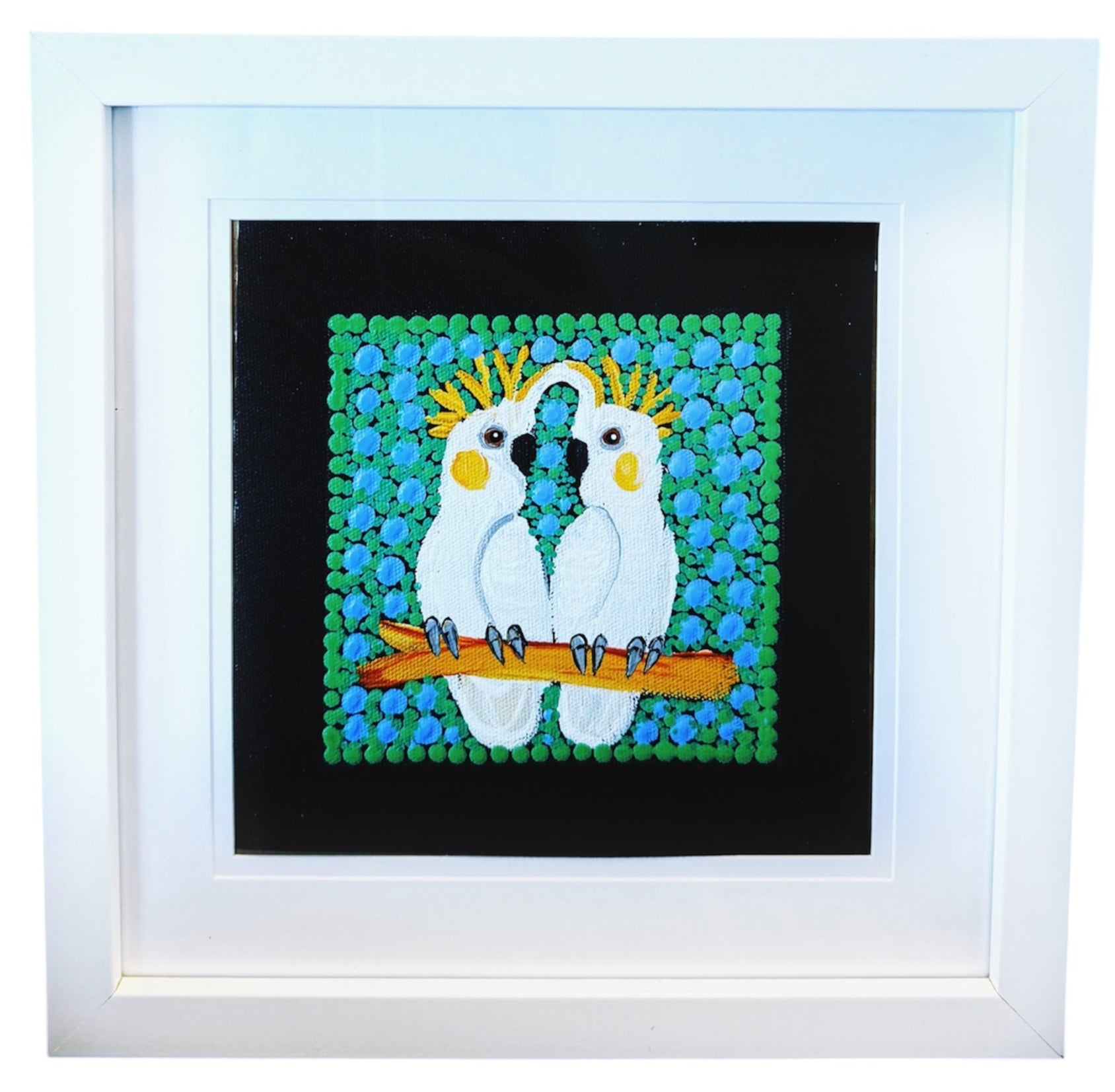 Kathleen Buzzacott - Sulphur Crested Cockatoos - Small, Framed .210
