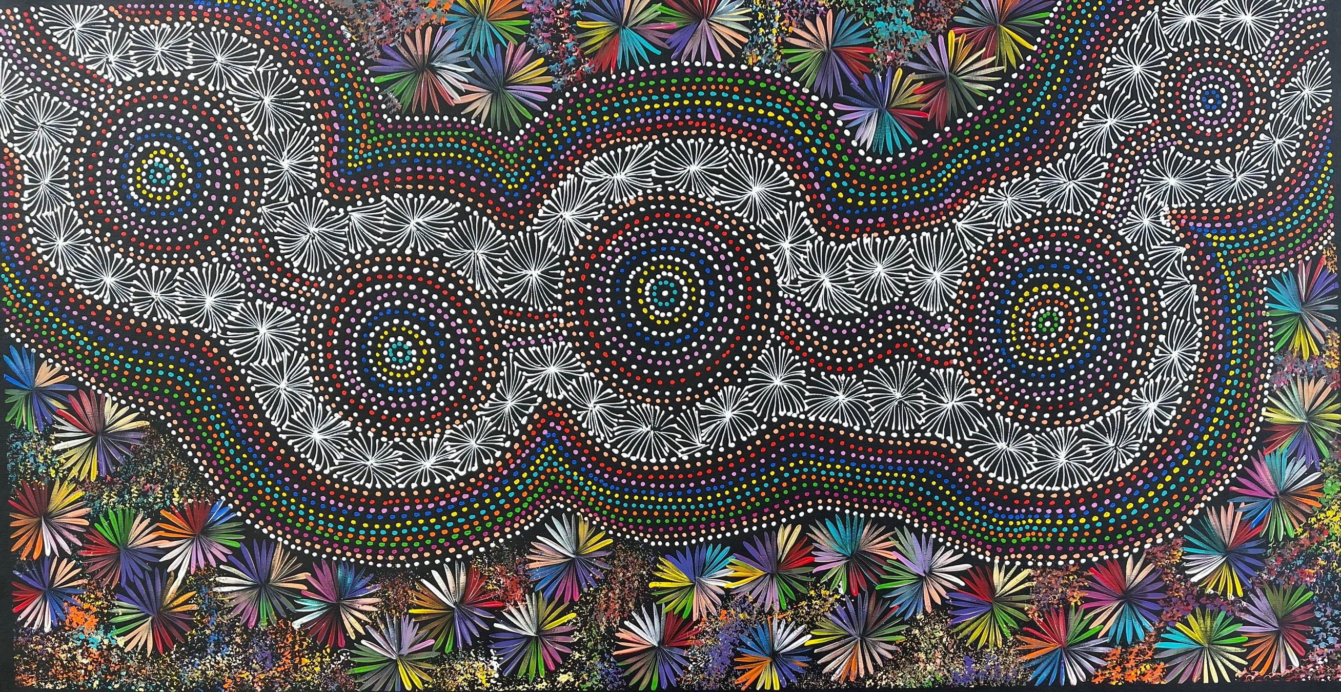 Selina Numina Kamprina - Bush Medicine Leaves with Spinifex Grass - 157x82cm .40-1