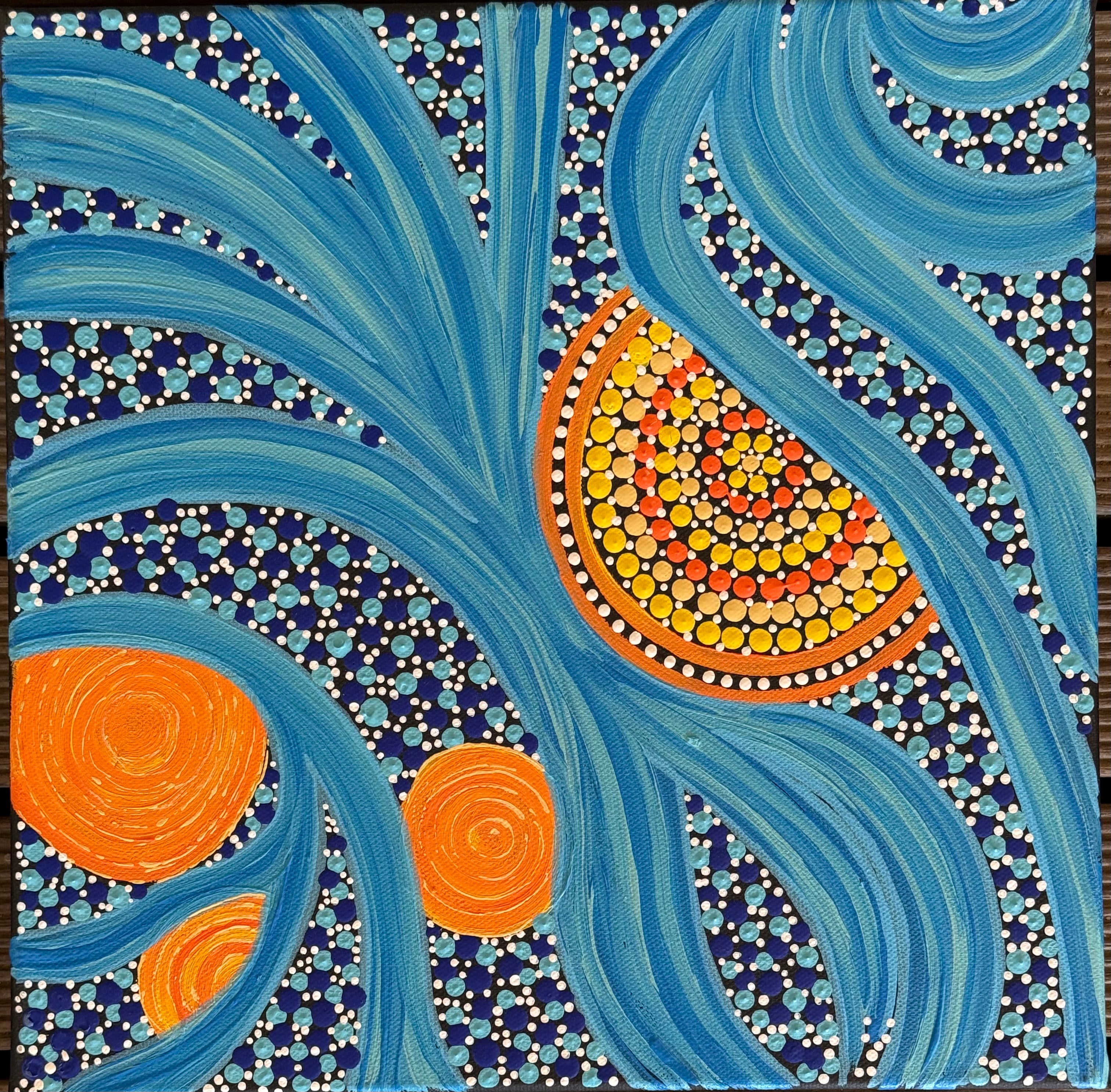 Deidre Burgoyne Rosier - Sun Beaming Through the Clouds, Shining on the Water - 30x30cm .11-4 *pre-stretched*