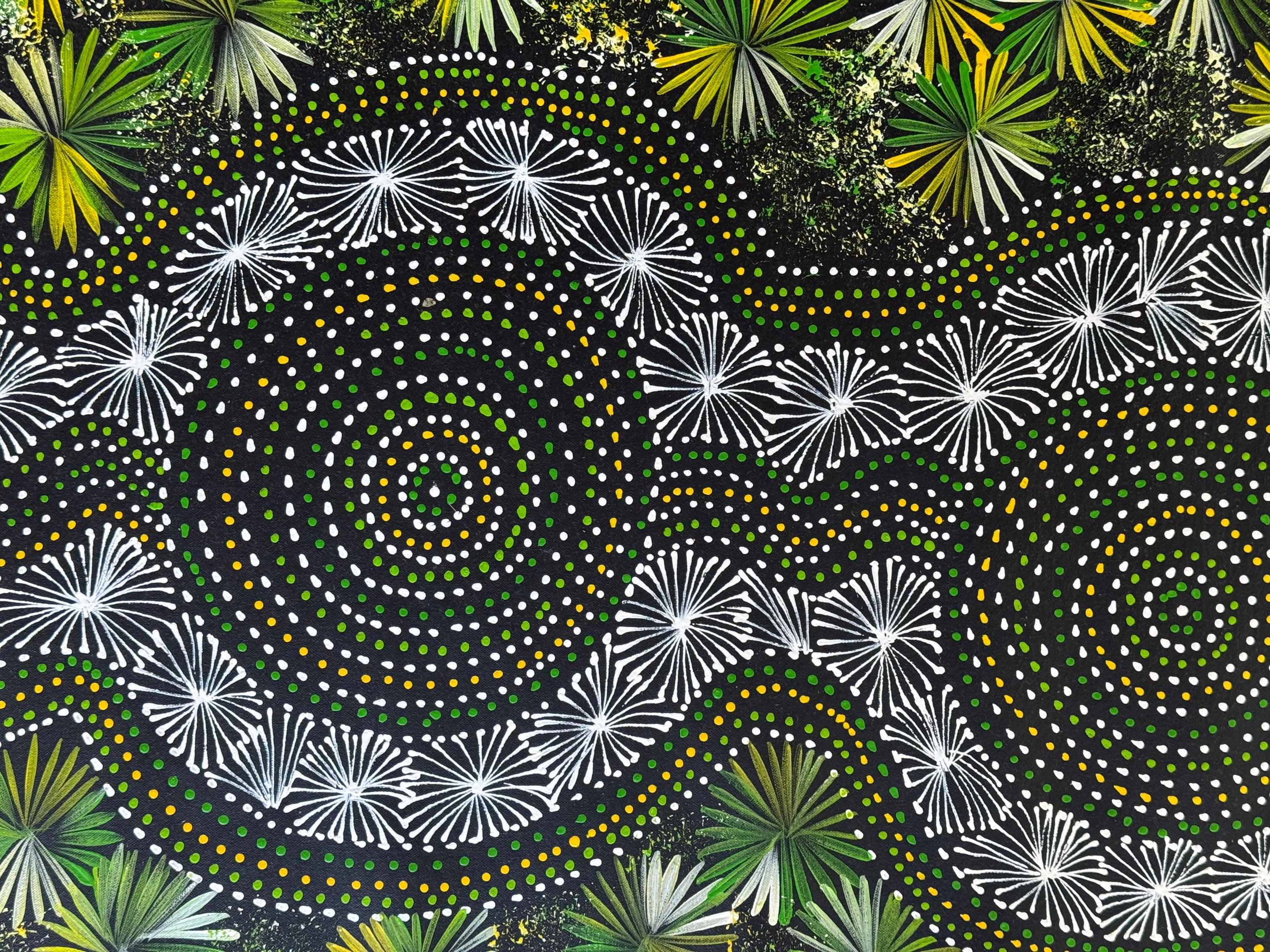 Selina Numina Kamprina - Bush Medicine Leaves with Spinifex Grass - 176x57cm .37-9