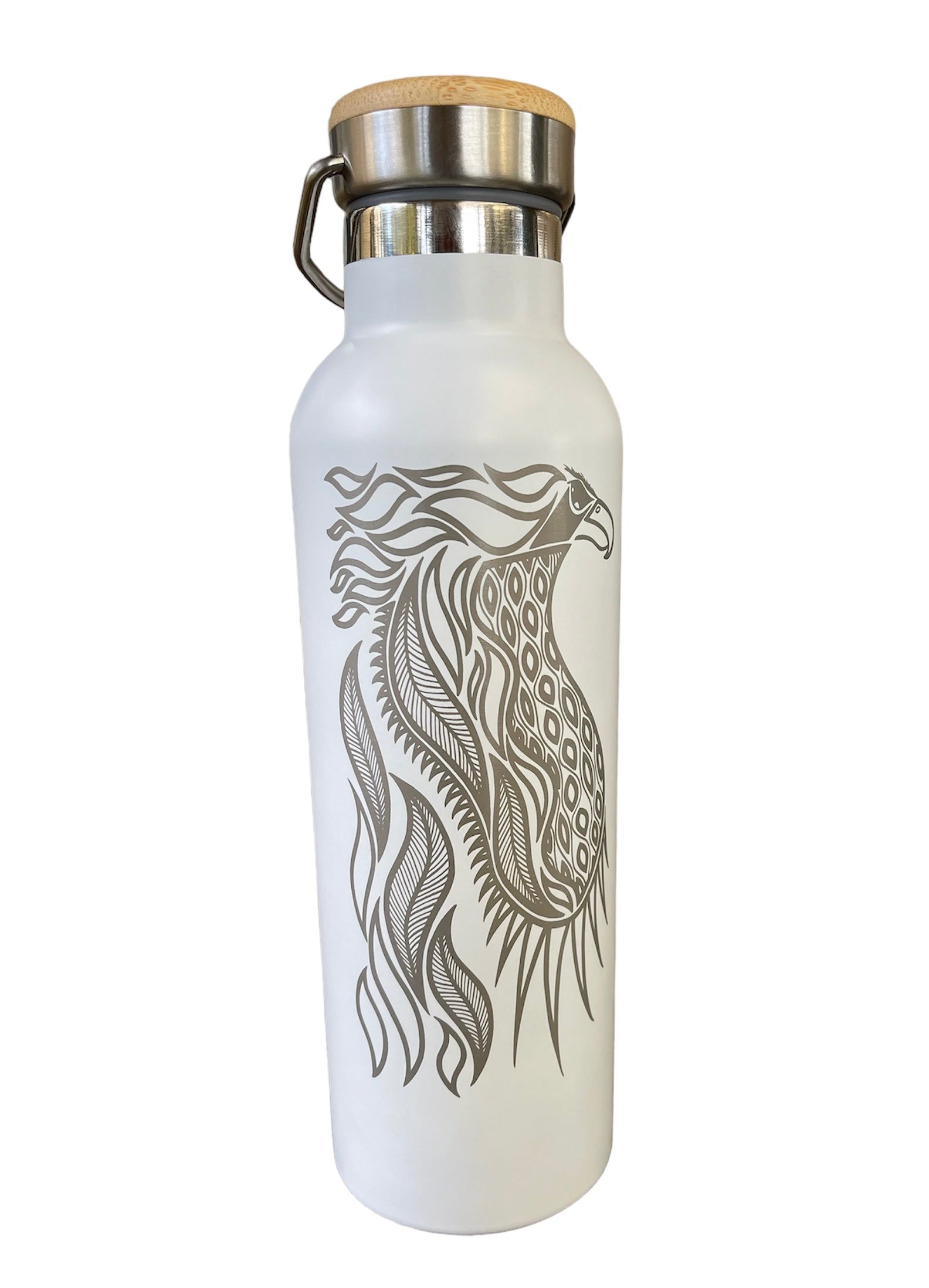 Insulated Bottle - Bunjil The Wedge Tailed Eagle (White) - Mick Harding