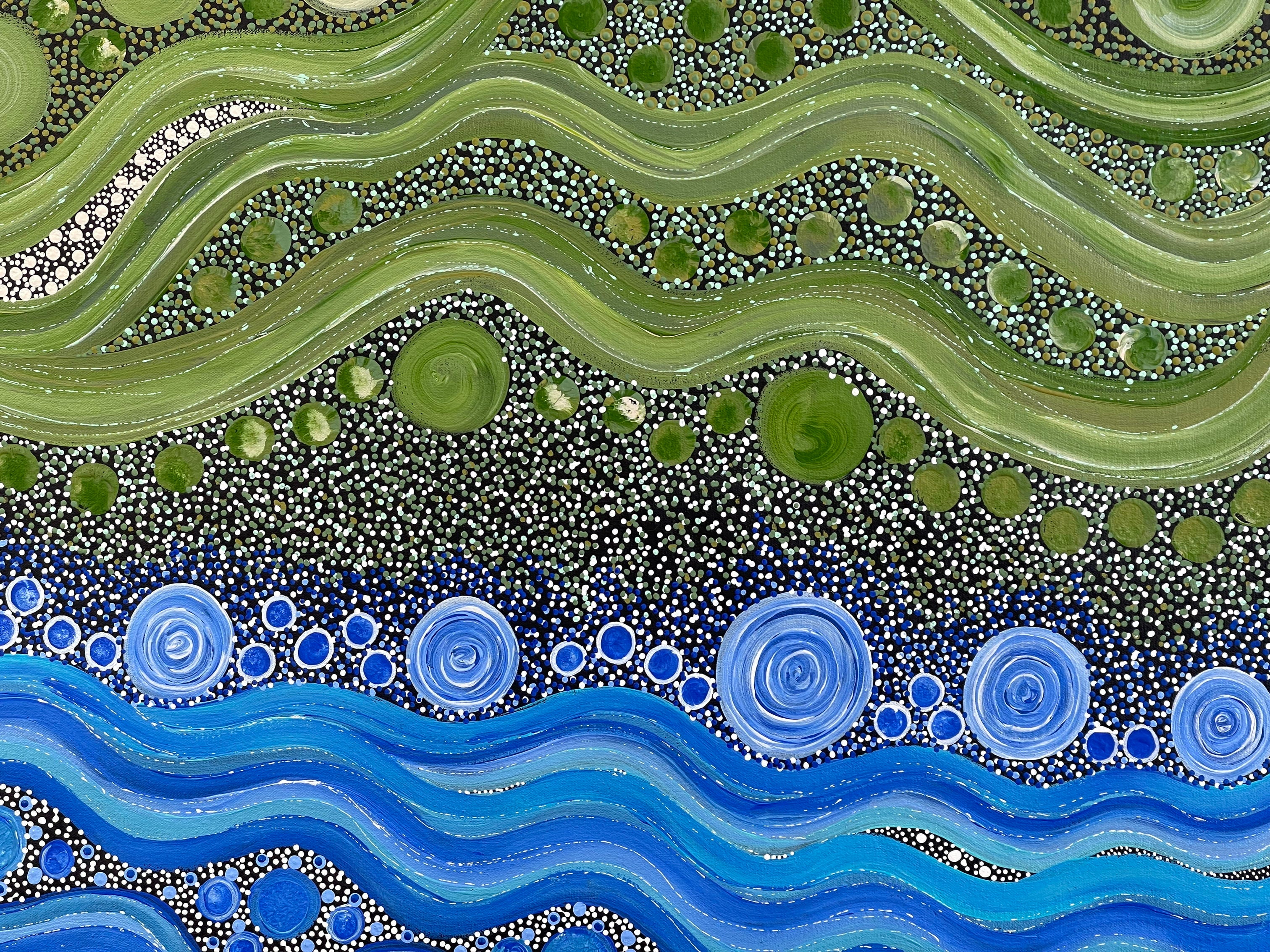 Deidre Burgoyne Rosier - Mirning Dreaming the Water, Whales, Kokatha Land, Sky, Wirangu Country, My Family Country - 98x146cm .47-2