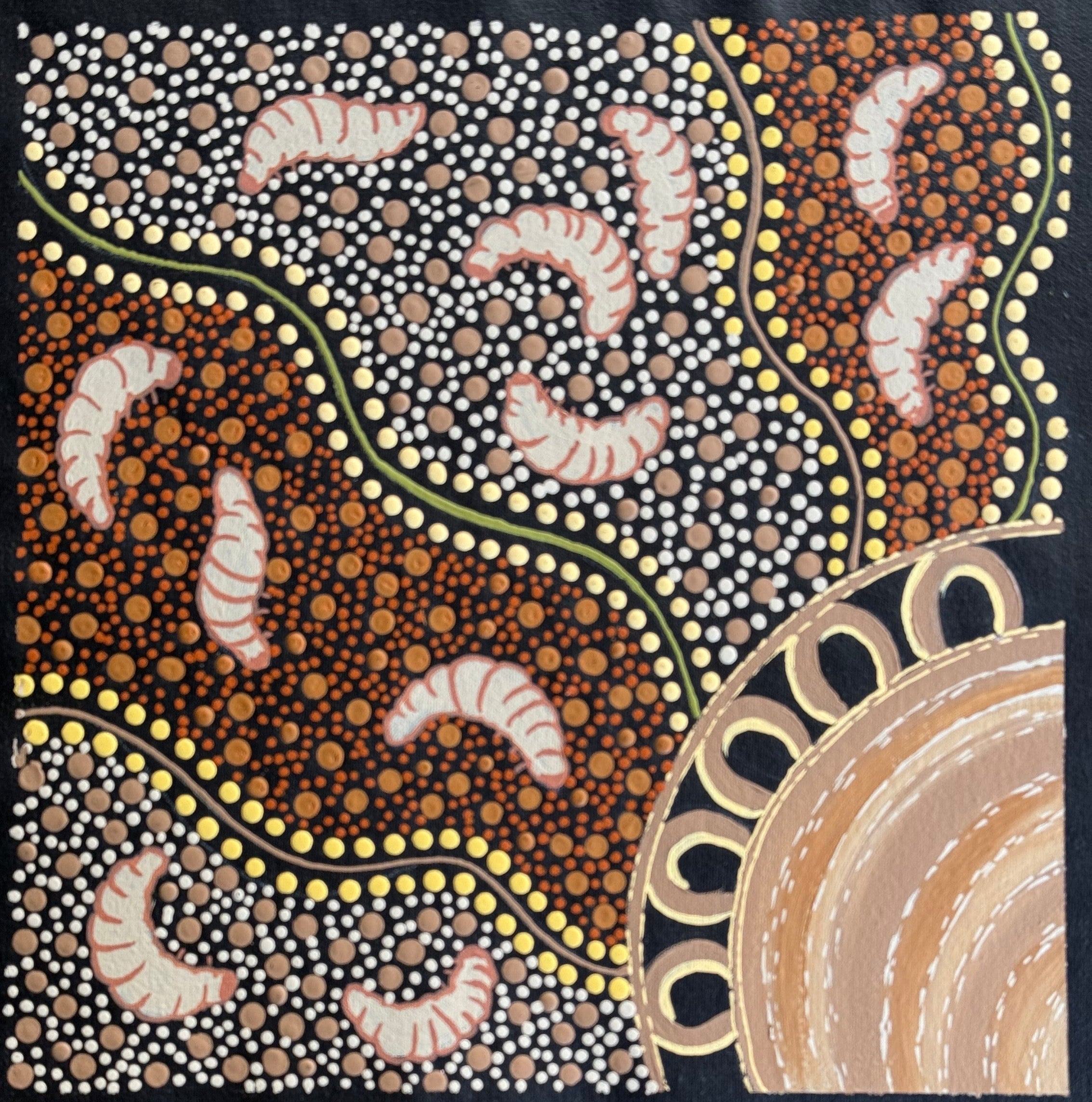 Deidre Burgoyne Rosier - Women and their Children Gather Under the Acacia Tree to Gather up Witchetty Grubs for a Feed .90-17