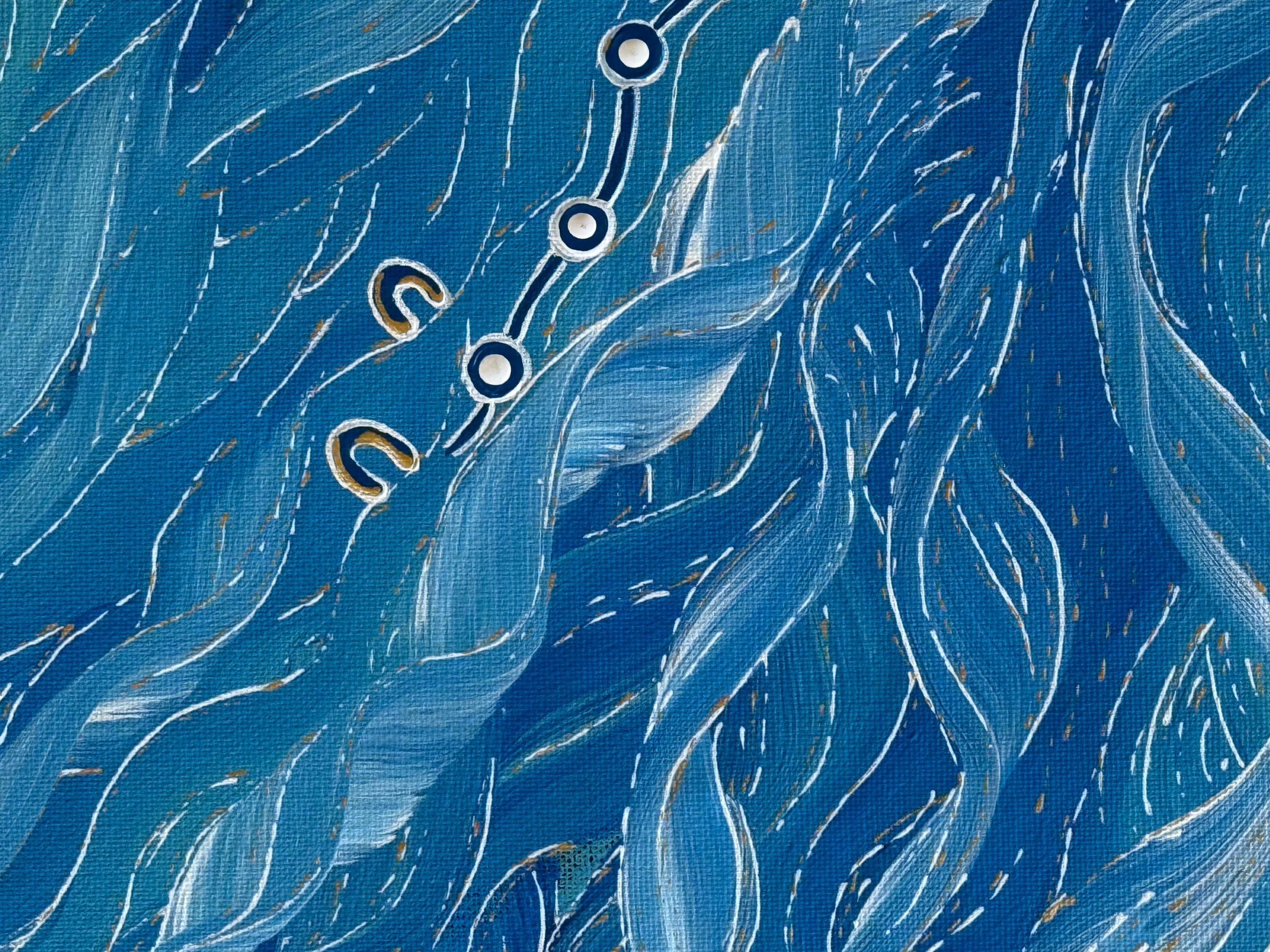 Deidre Burgoyne Rosier - Water Dreaming, Family Swimming in the Great Blue Sea - 36x51cm .34-6