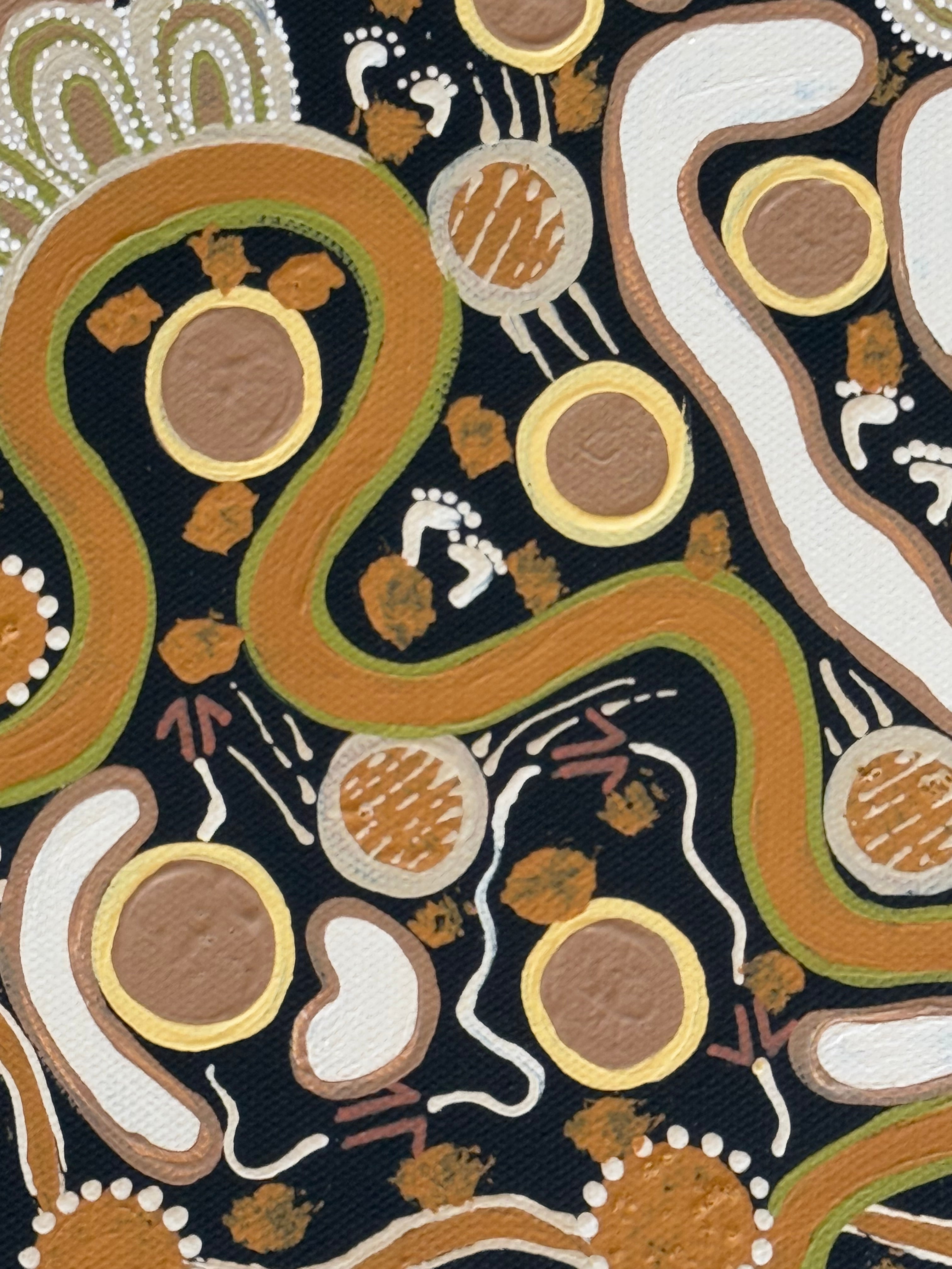 Deidre Burgoyne Rosier - Travelling Tracks and Walkabouts, Kangaroo Footprints  .11-11 *pre-stretched*