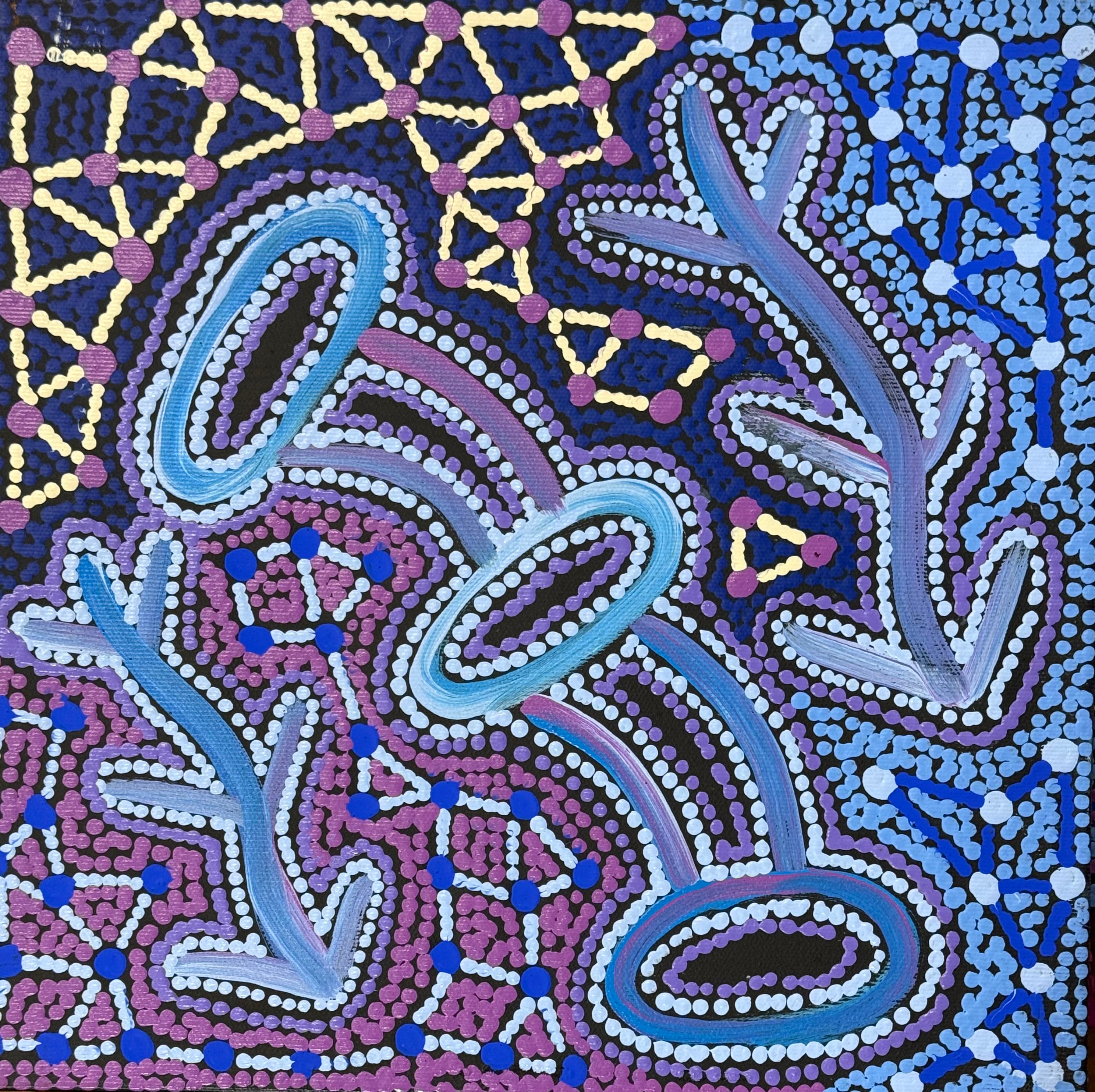 Theo (Faye) Nangala Hudson - Warlukurlangu Jukurrpa (Fire Country Dreaming) - Stretched