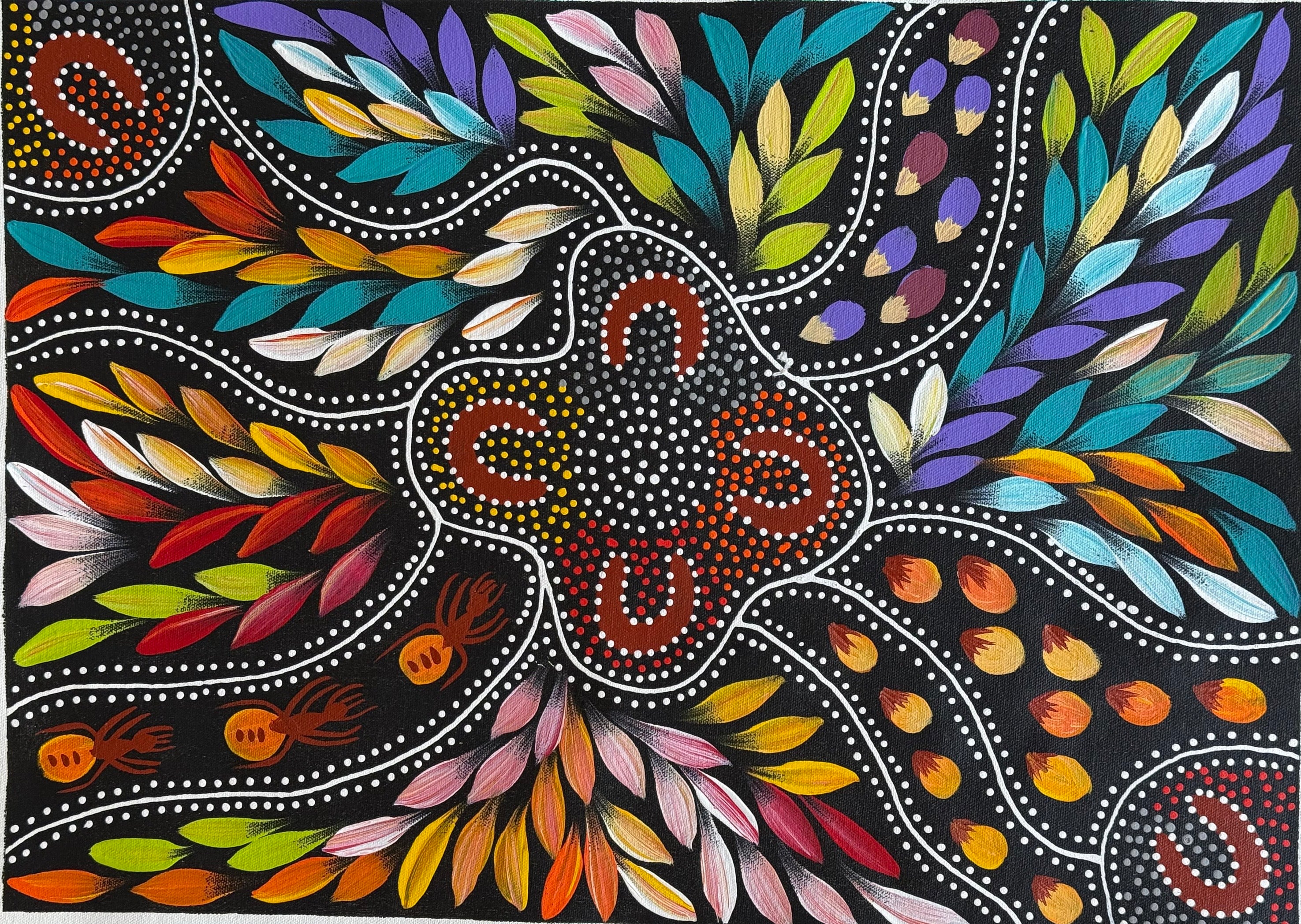 Jacinta Numina Waugh - Women Hunting for Bush Medicine Leaves, Bush Plums, Bush Tomatoes, Honey-Ants  .30-9