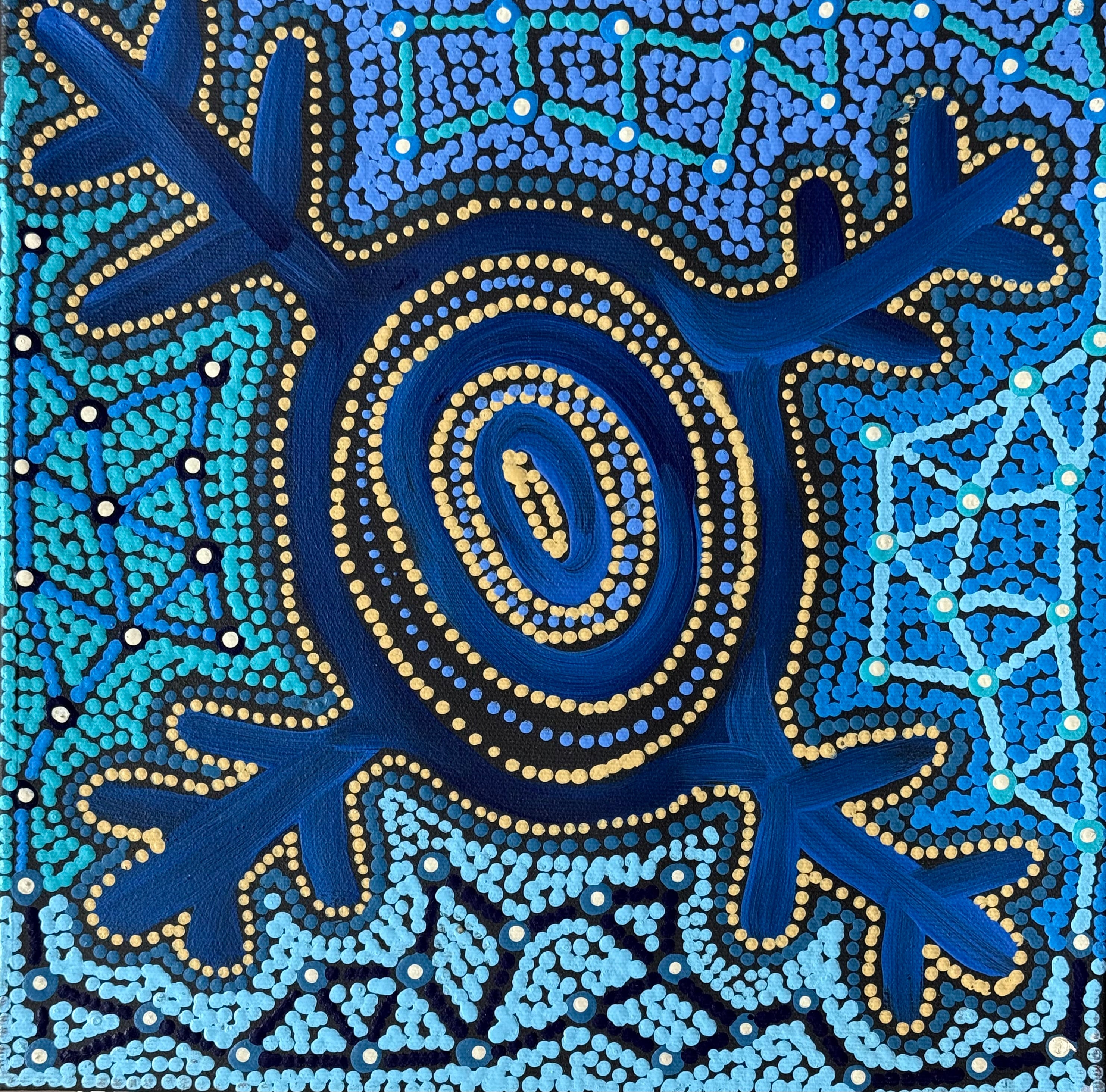 Theo (Faye) Nangala Hudson - Warlukurlangu Jukurrpa (Fire Country Dreaming) - Stretched