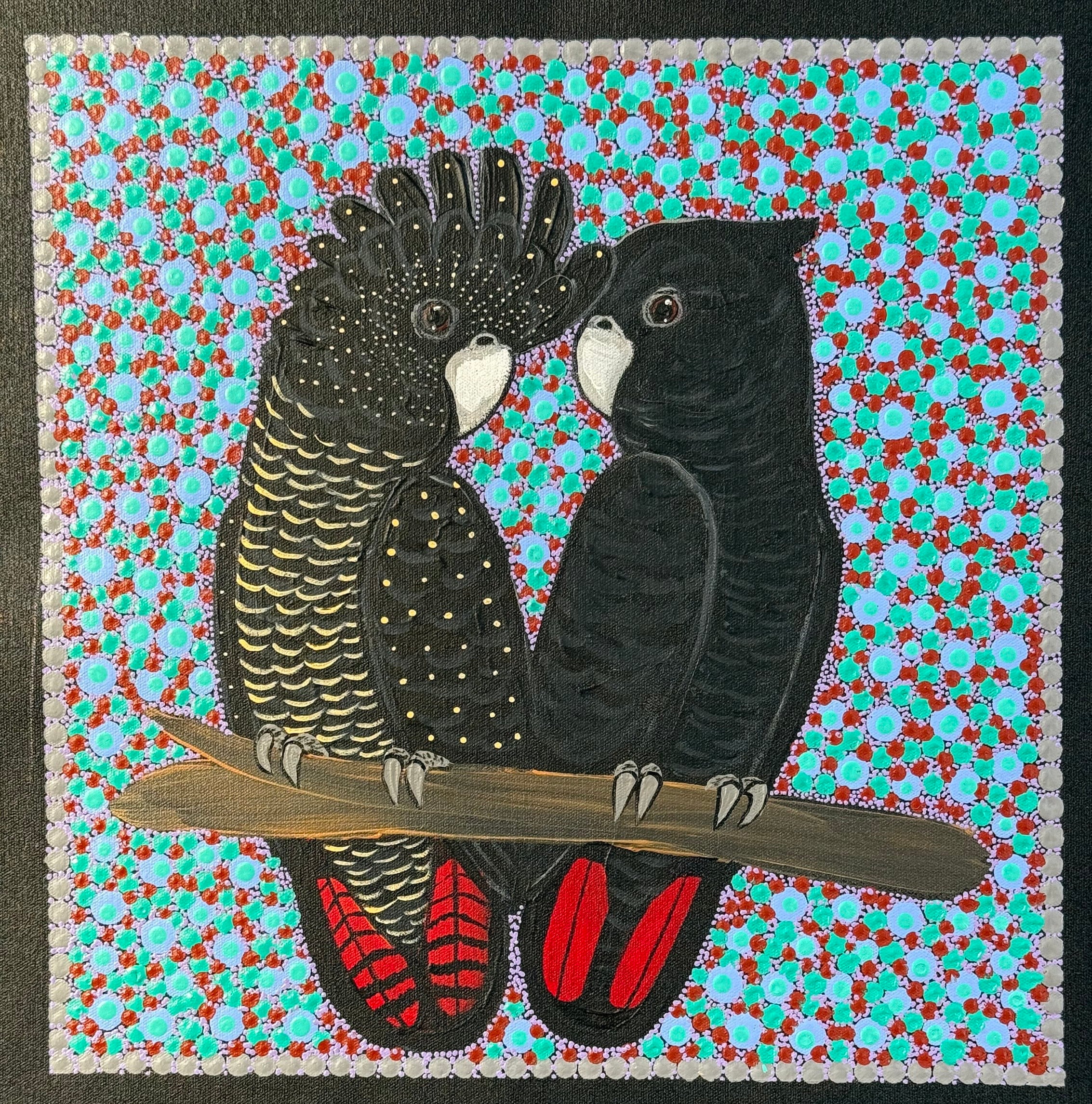 Kathleen Buzzacott - Red Tail Black Cockatoos - 30x30cm .17-5