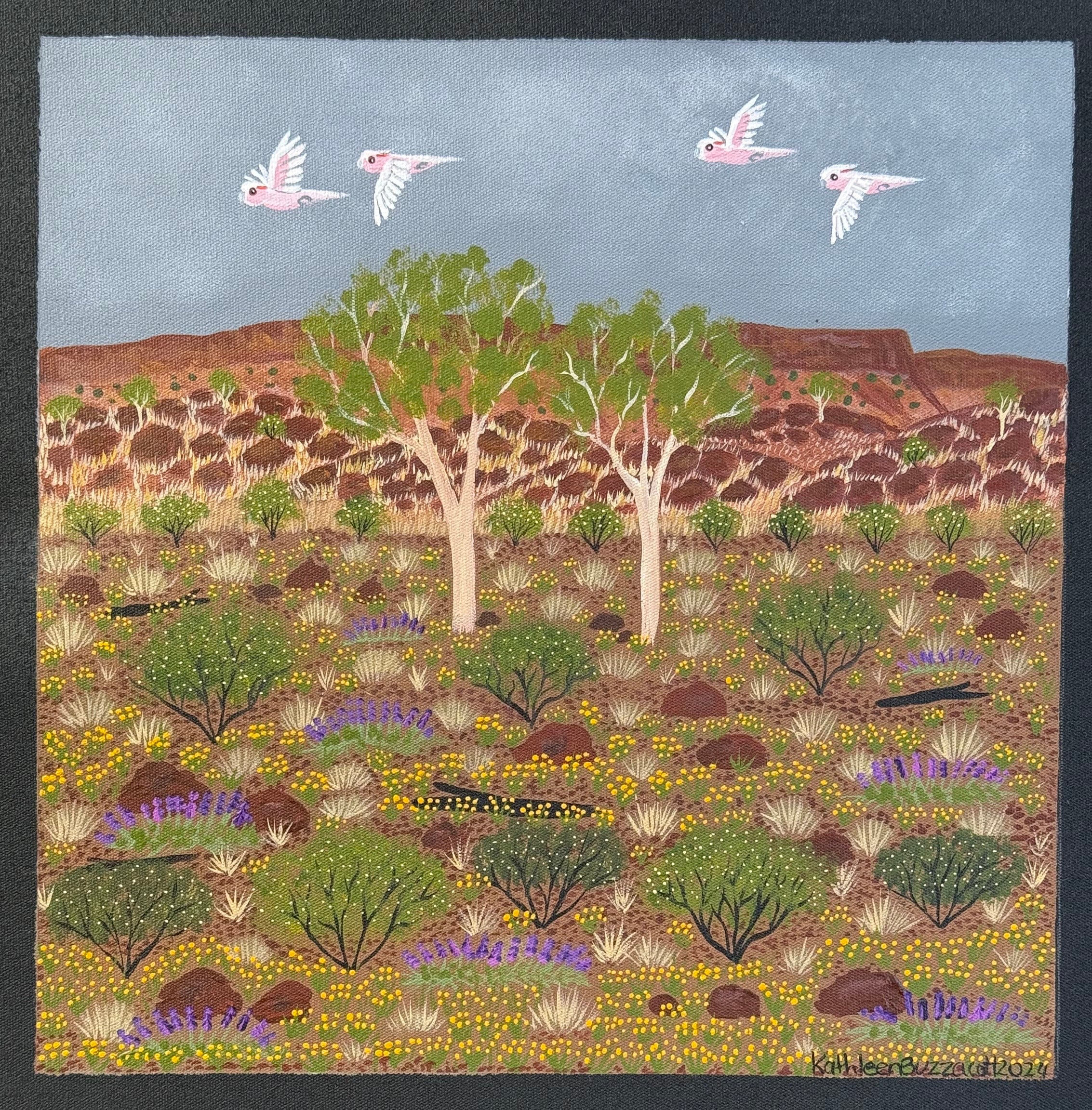 Kathleen Buzzacott - Wildflowers, Central Australia - 30x30cm .17-10