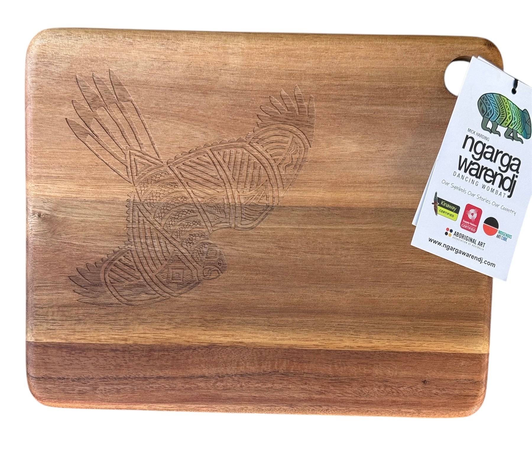 Acacia Small Rectangle Board - White Cockatoo - Mick Harding