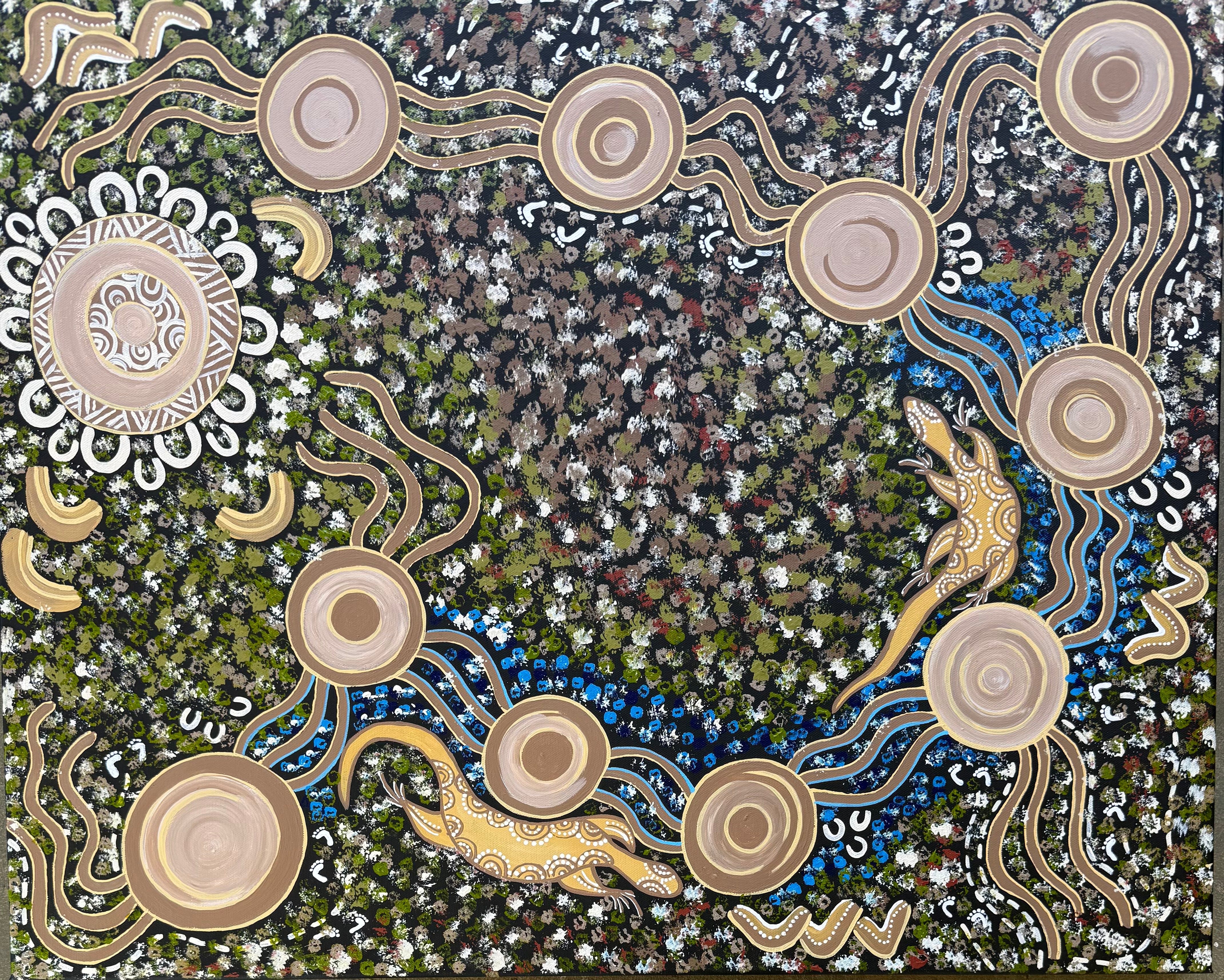 Deidre Burgoyne Rosier - Family Gatherings, Men Looking for Food, Walkabout Tracks .89-20 *pre-stretched*