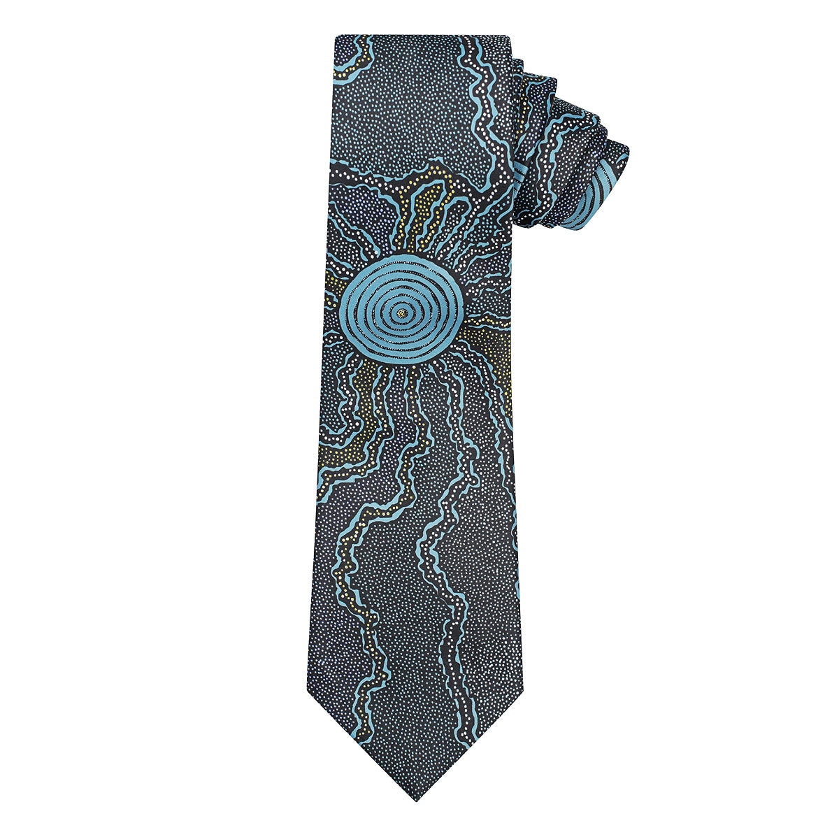Men's Tie - Maureen Hudson Nampajimpa (Fire & Water Blue)