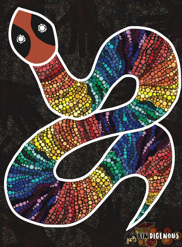 Bindigenous - Bin Sticker - Garriya Rainbow Serpent