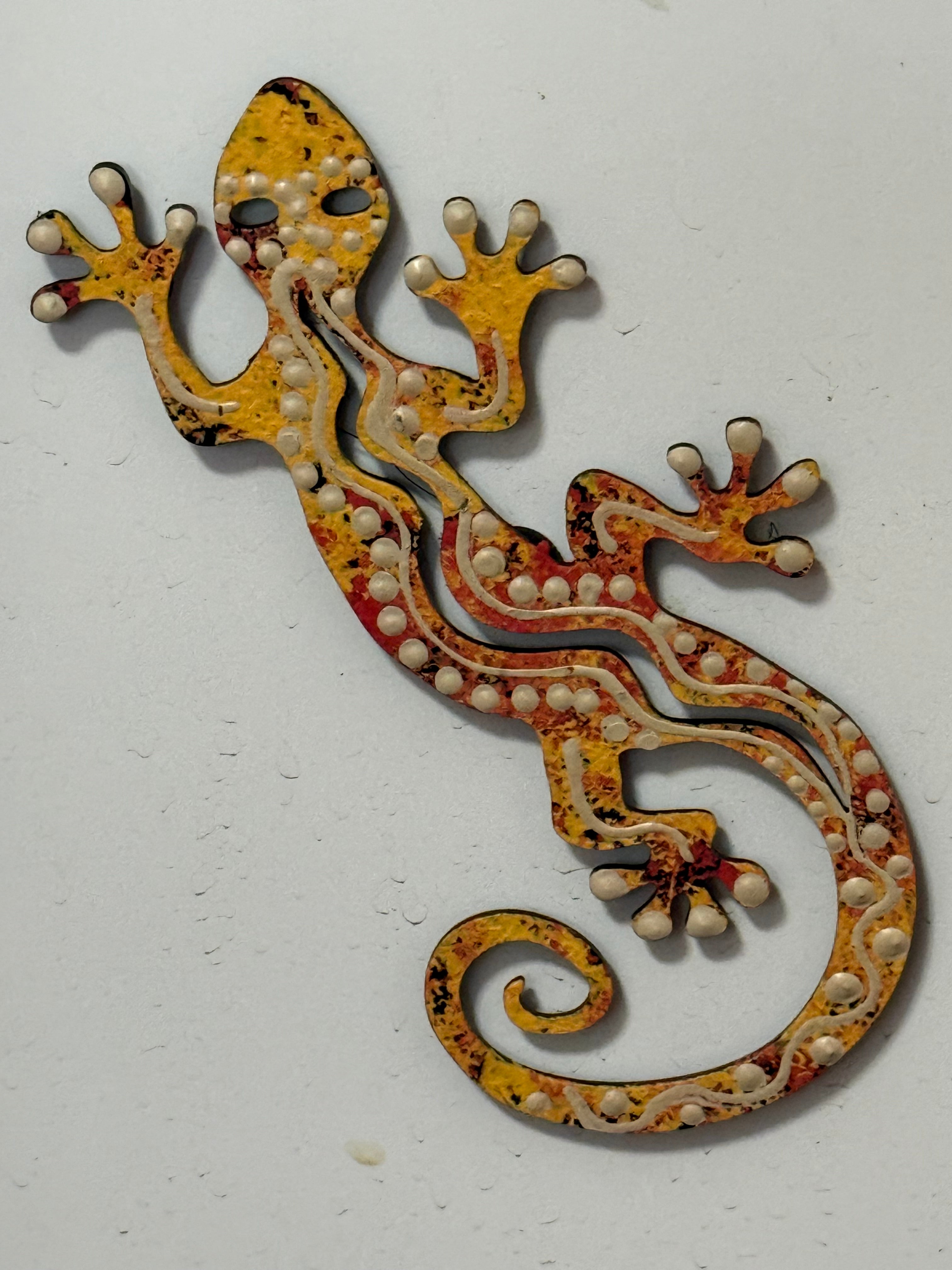 Lizard Fridge Magnets by Deidre Burgoyne Rosier - Red & Yellow