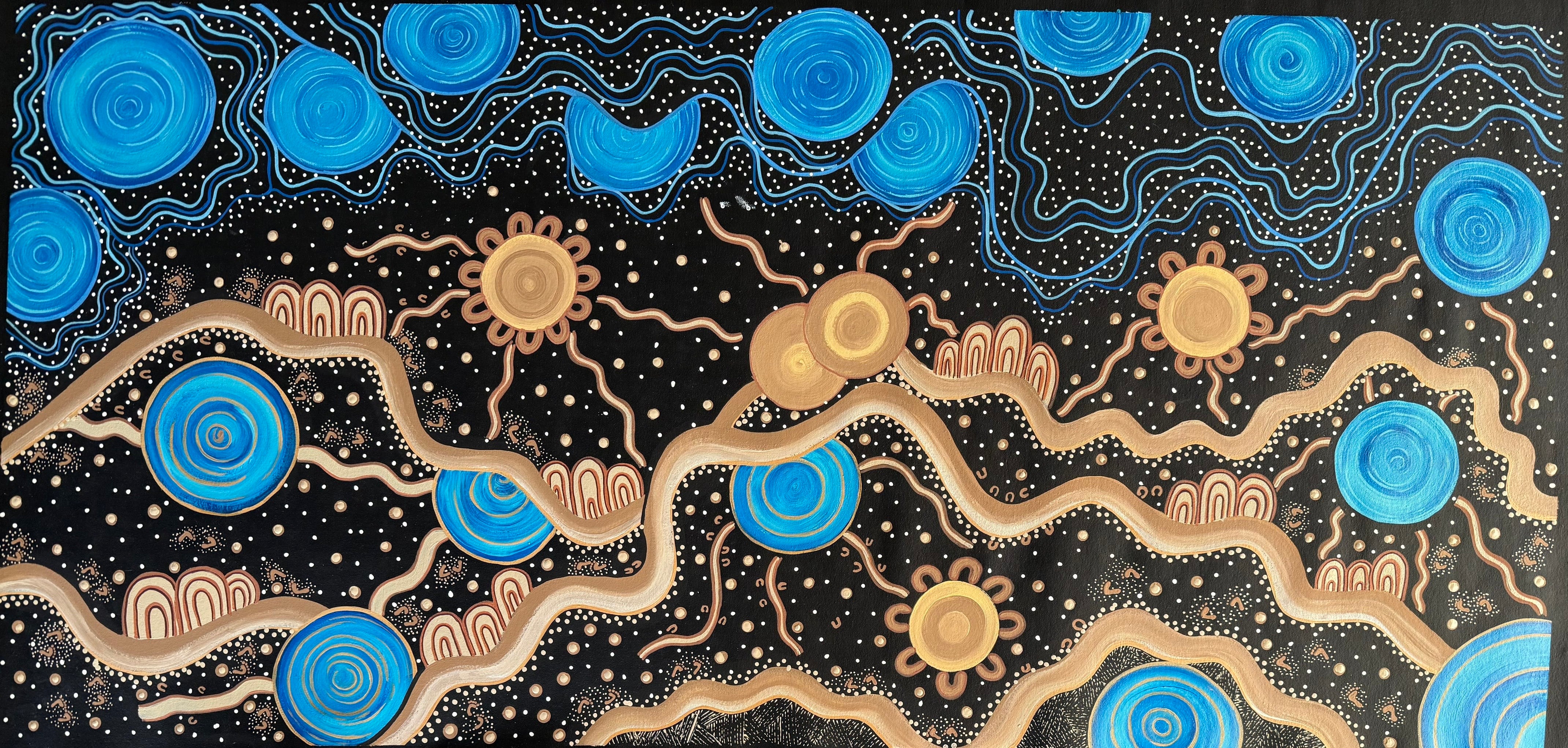Deidre Burgoyne Rosier - Family Gathering for Evening Walks - 127x61cm .04-5