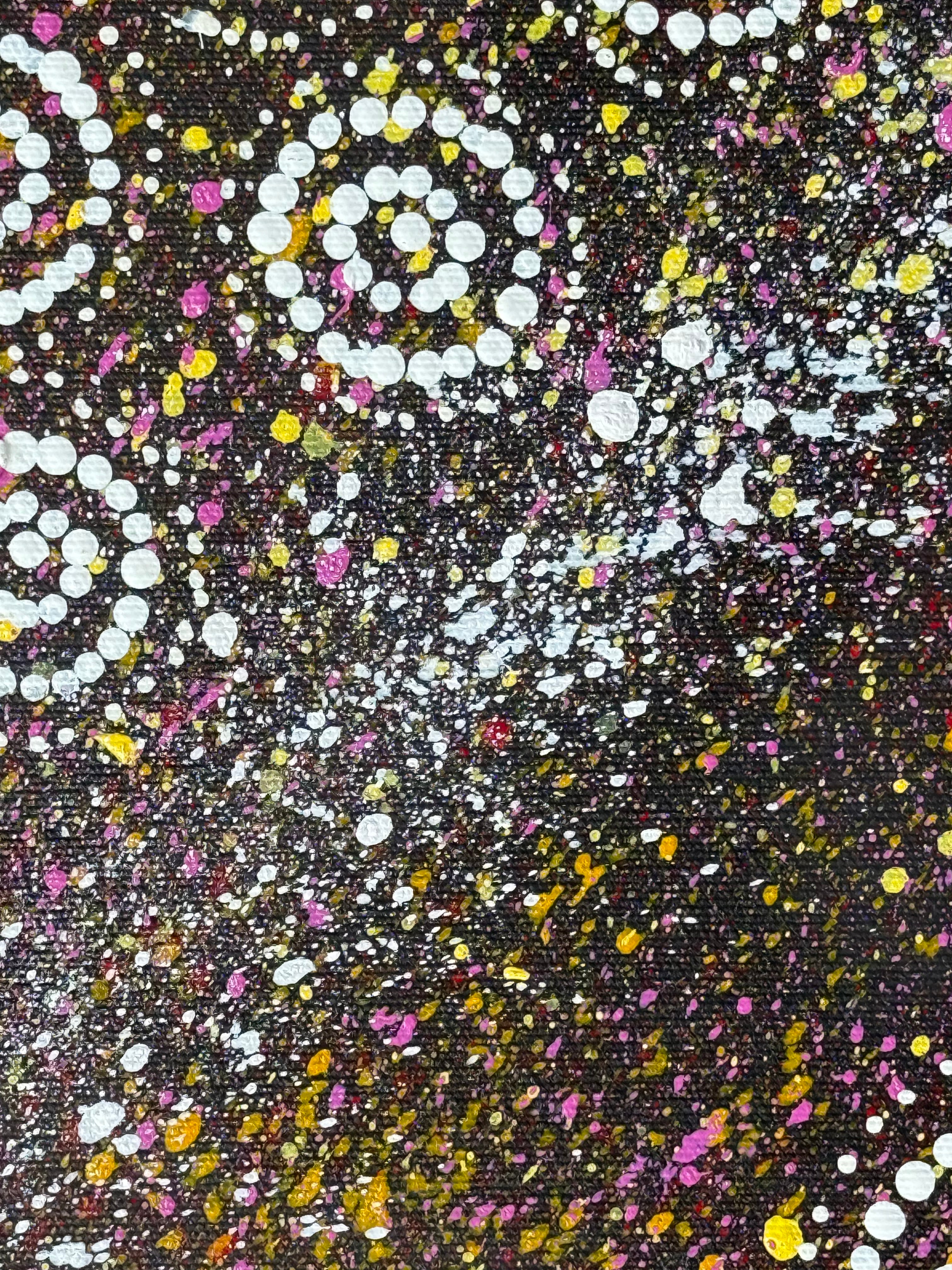 Valma Nakamarra White - Napaljarri-warnu Jukurpa (Seven Sisters Dreaming) - Stretched