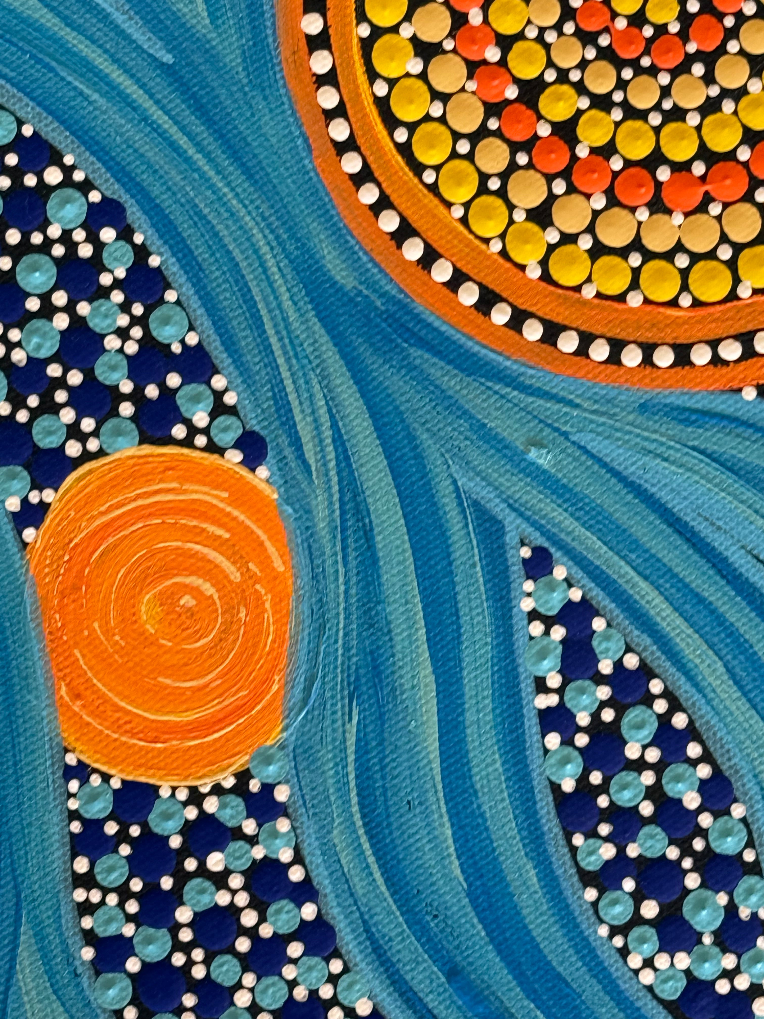 Deidre Burgoyne Rosier - Sun Beaming Through the Clouds, Shining on the Water - 30x30cm .11-4 *pre-stretched*