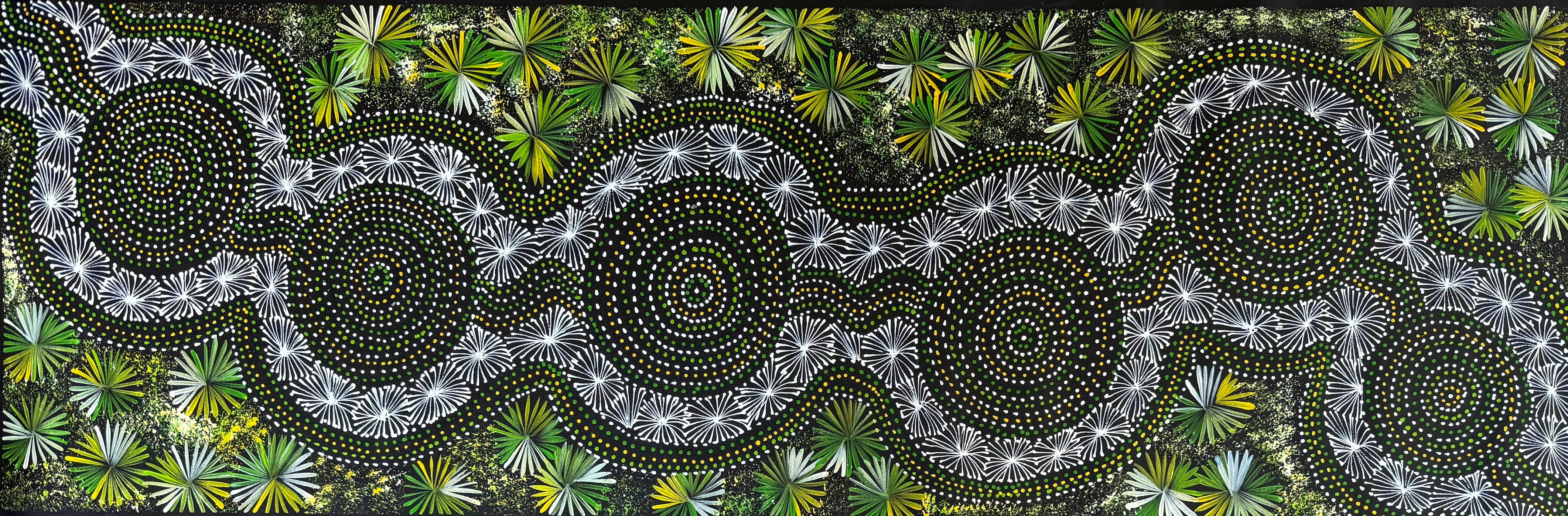 Selina Numina Kamprina - Bush Medicine Leaves with Spinifex Grass - 176x57cm .37-9