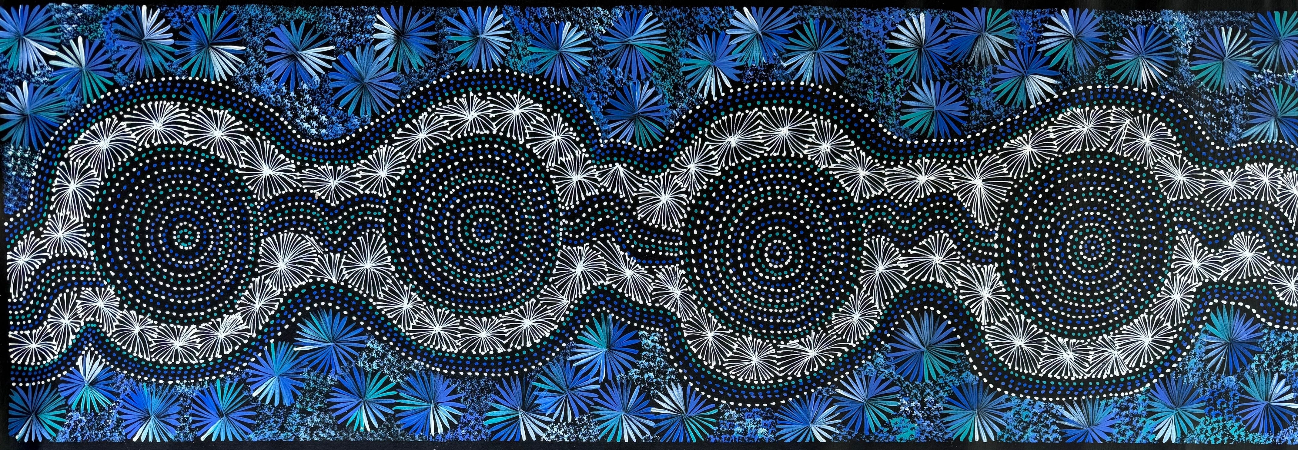 Selina Numina Kamprina - Bush Medicine Leaves with Spinifex Grass - 177x58cm .37-10