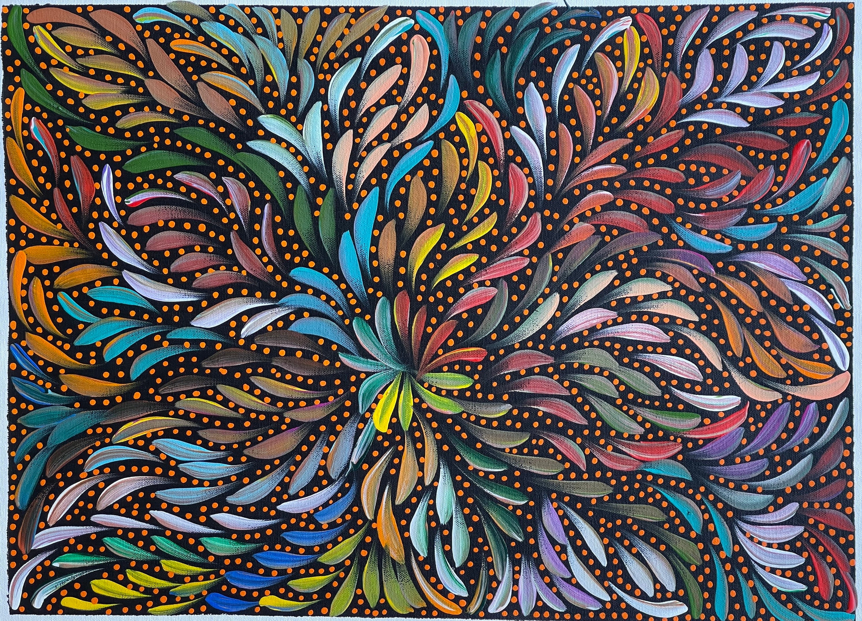 Caroline Numina - Bush Medicine Leaves with Seeds - 56x40cm .79-8