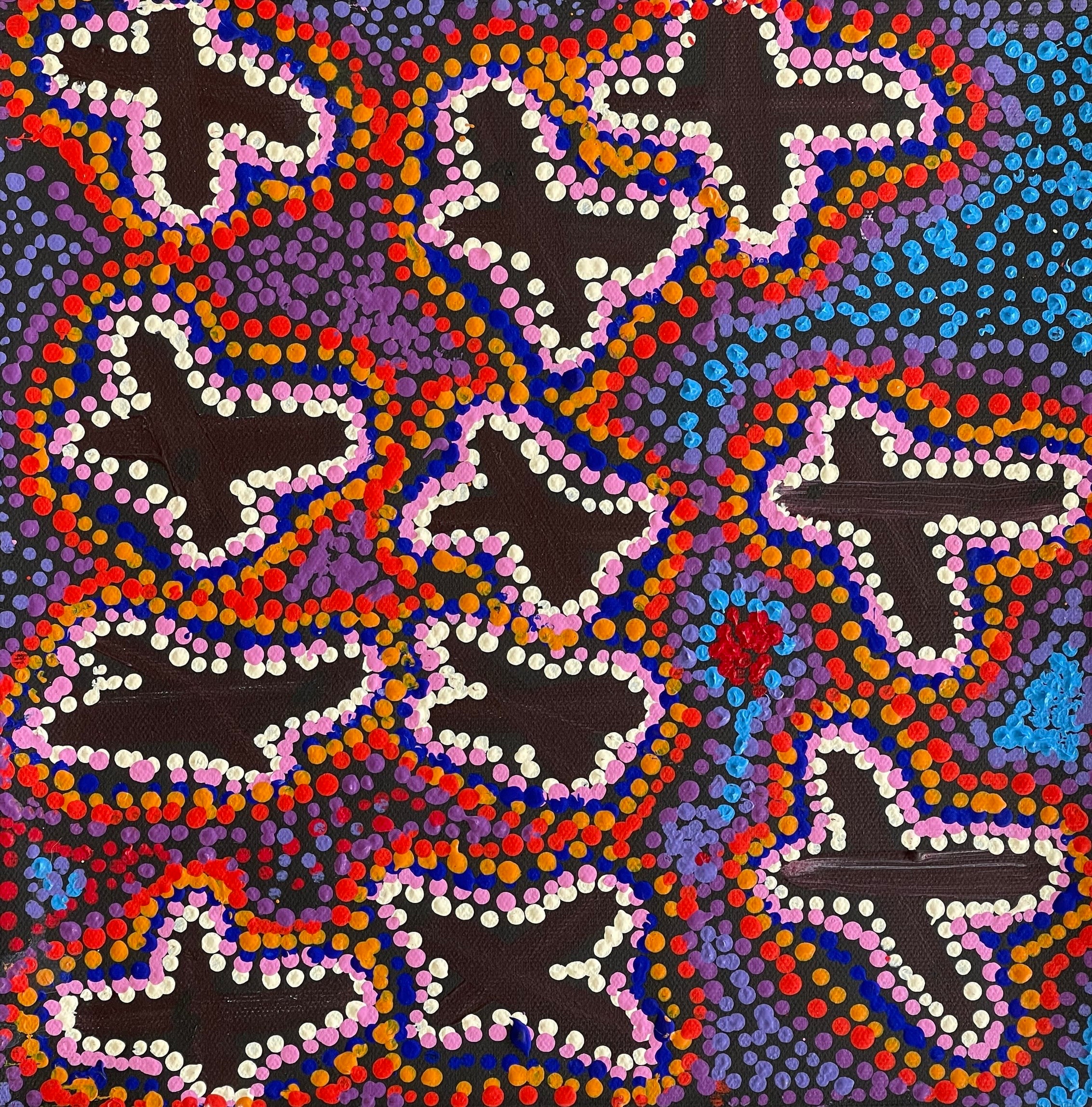 Karen Napaljarri Barnes - Ngatijirri Jukurrpa (Budgerigar Dreaming) Stretched