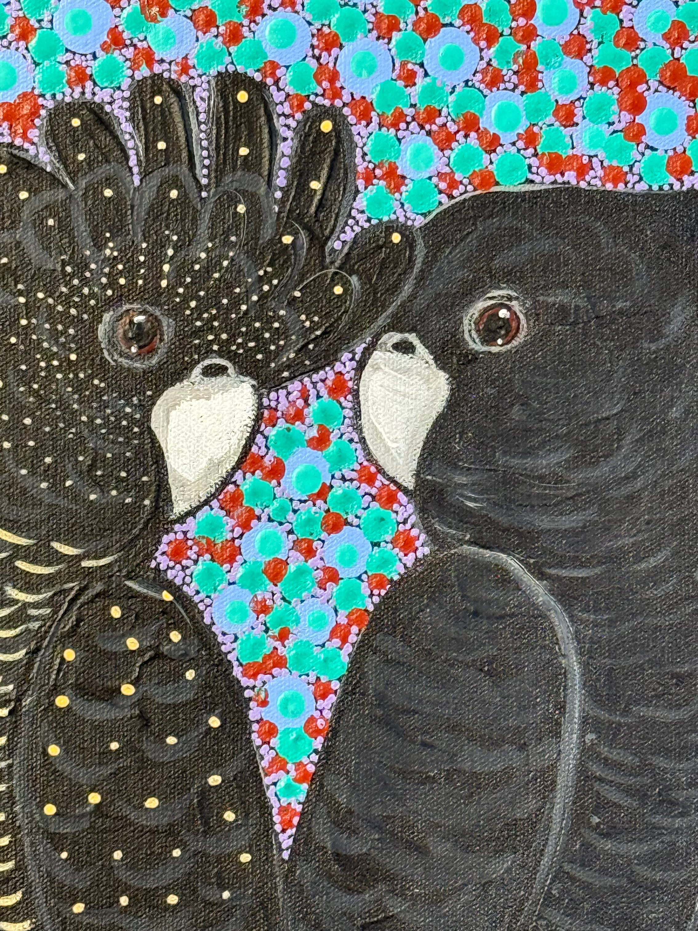 Kathleen Buzzacott - Red Tail Black Cockatoos - 30x30cm .17-5