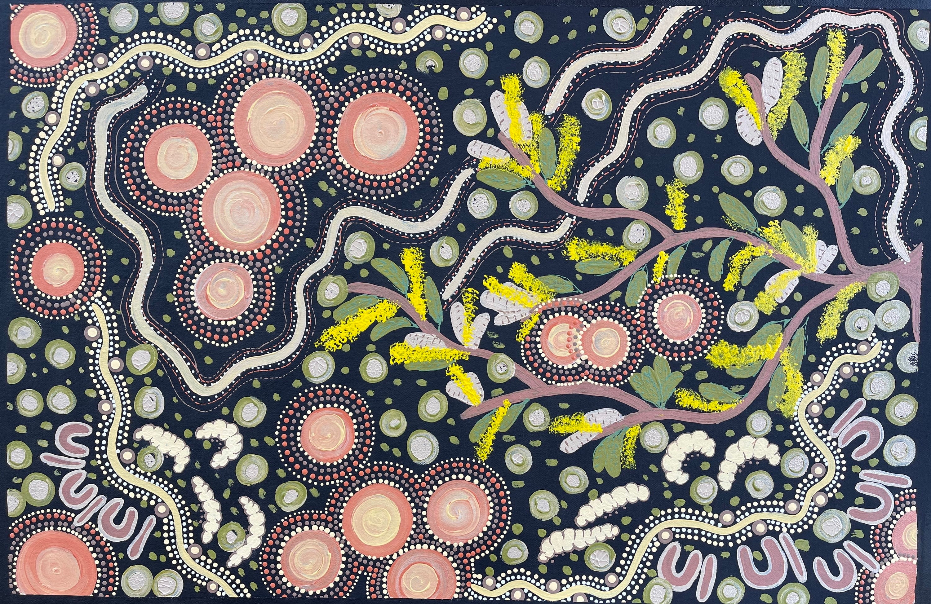 Deidre Burgoyne Rosier - Women Gathering Time, Witchety Grubs - 44x68cm - .47-10