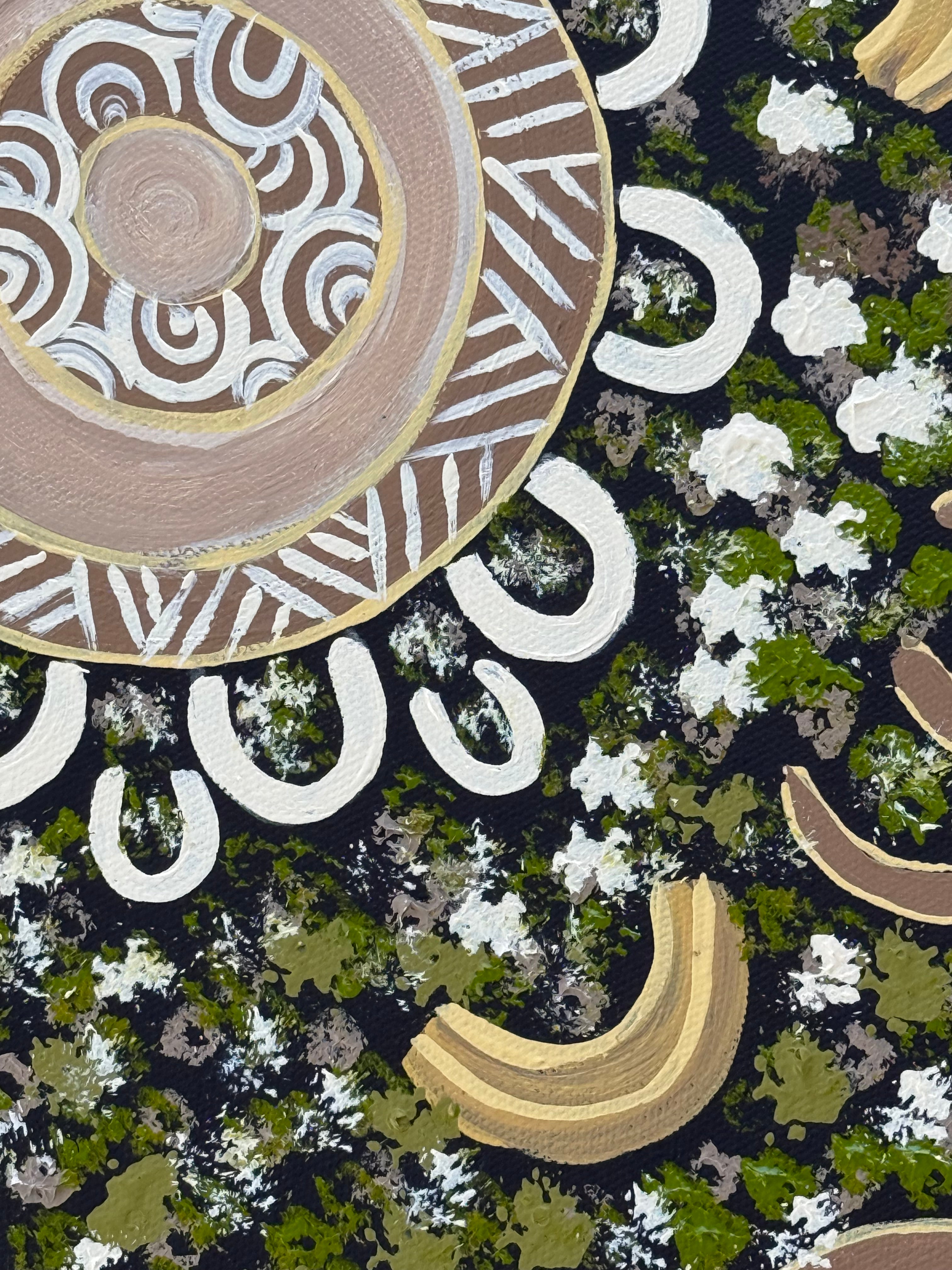 Deidre Burgoyne Rosier - Family Gatherings, Men Looking for Food, Walkabout Tracks .89-20 *pre-stretched*