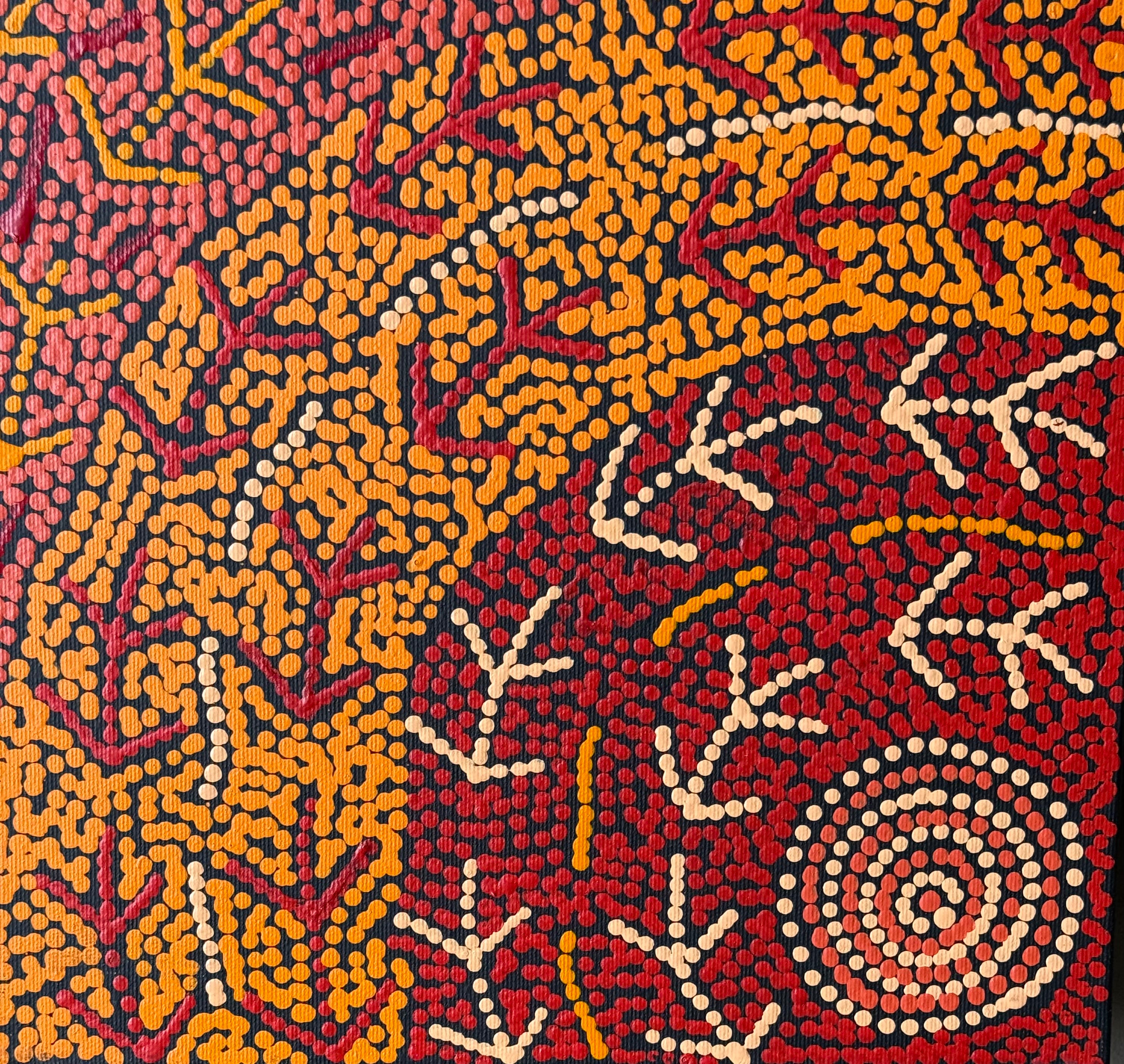 Theo (Faye) Nangala Hudson - Warlukurlangu Jukurrpa (Fire Country Dreaming) - Stretched