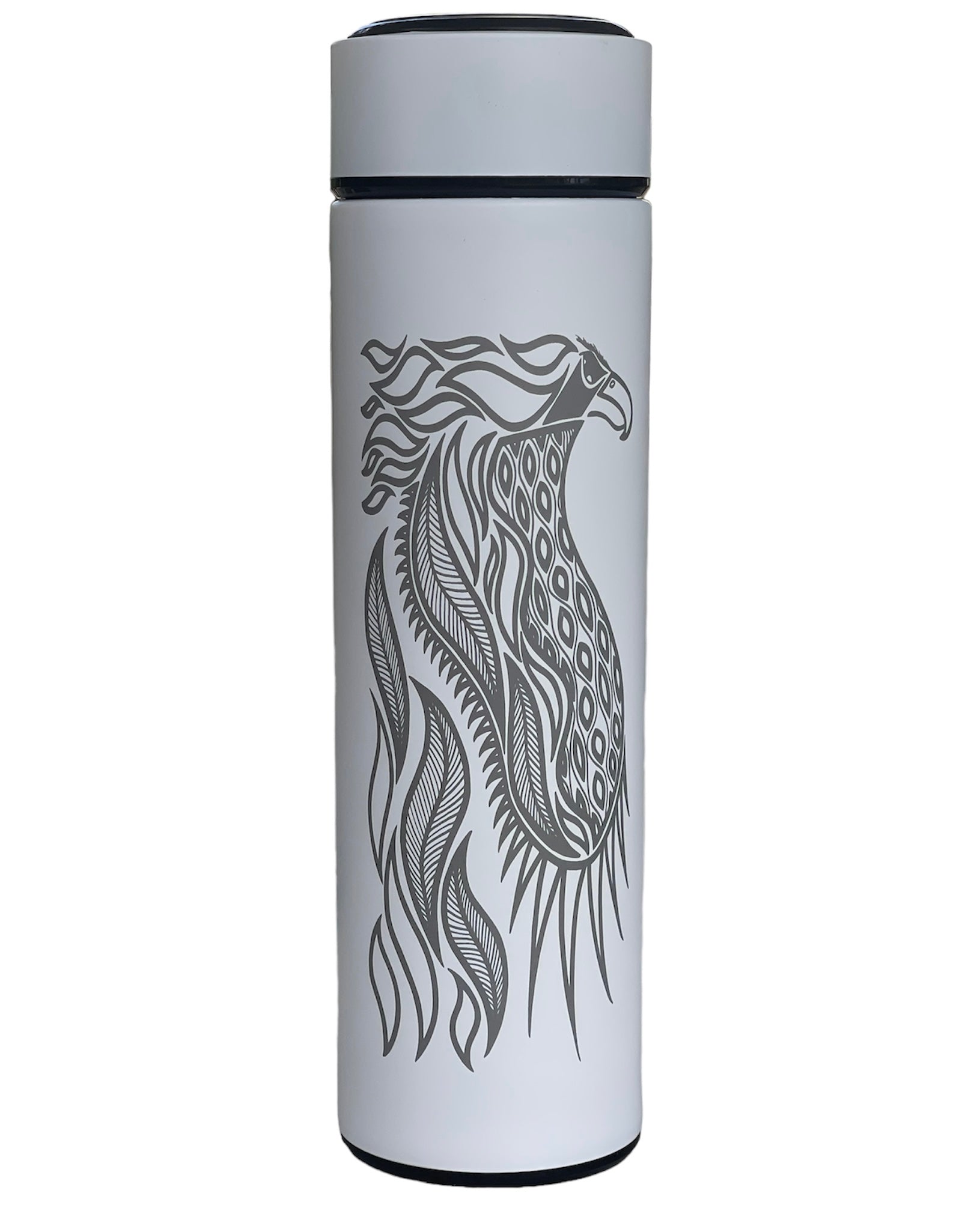 Stainless Steel Flask - Bunjil The Wedge Tailed Eagle (White) - Mick Harding