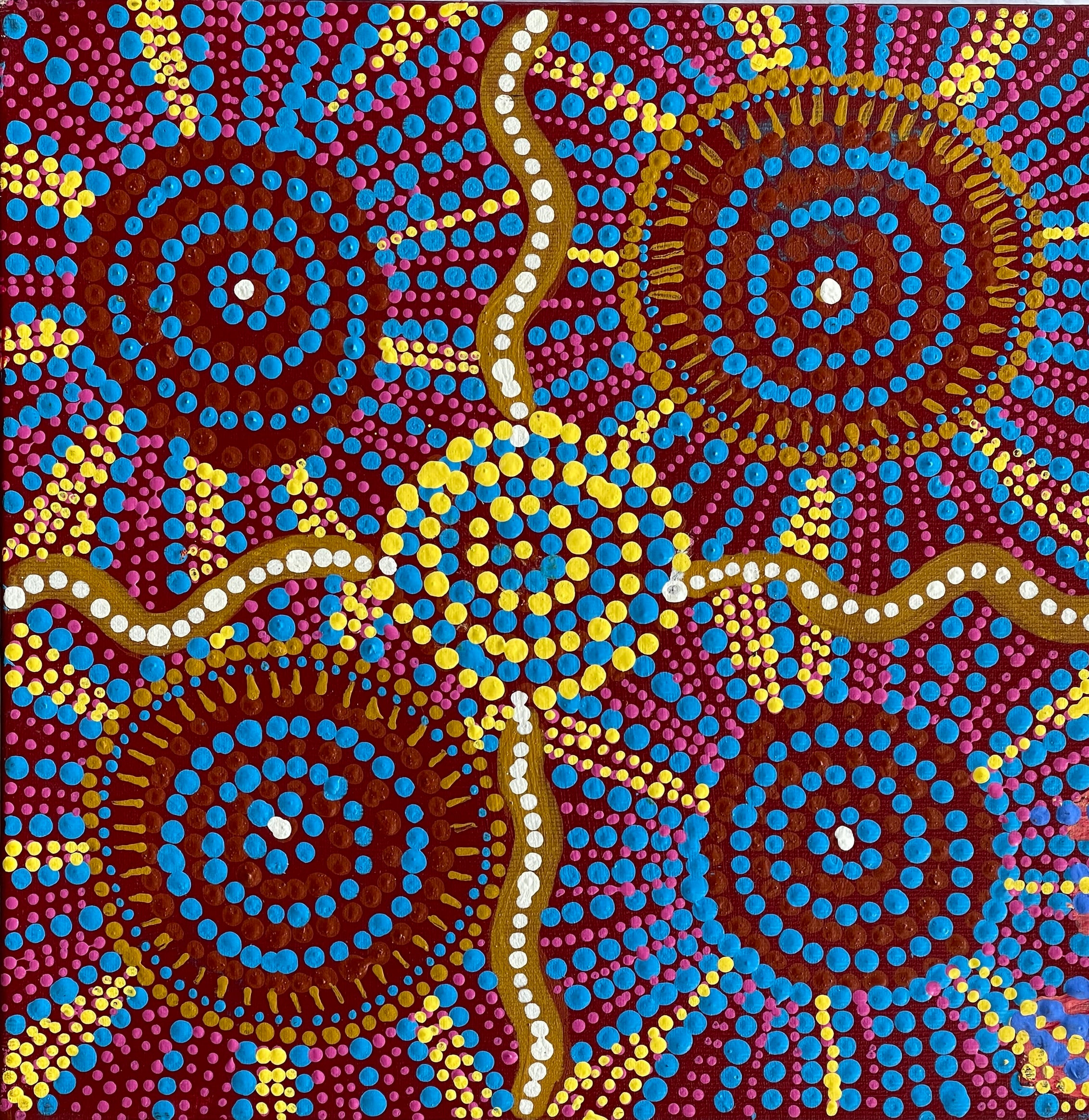 Tina Napangardi Martin - Jintiparnta Jukurrpa (Desert Truffle Dreaming)  Stretched