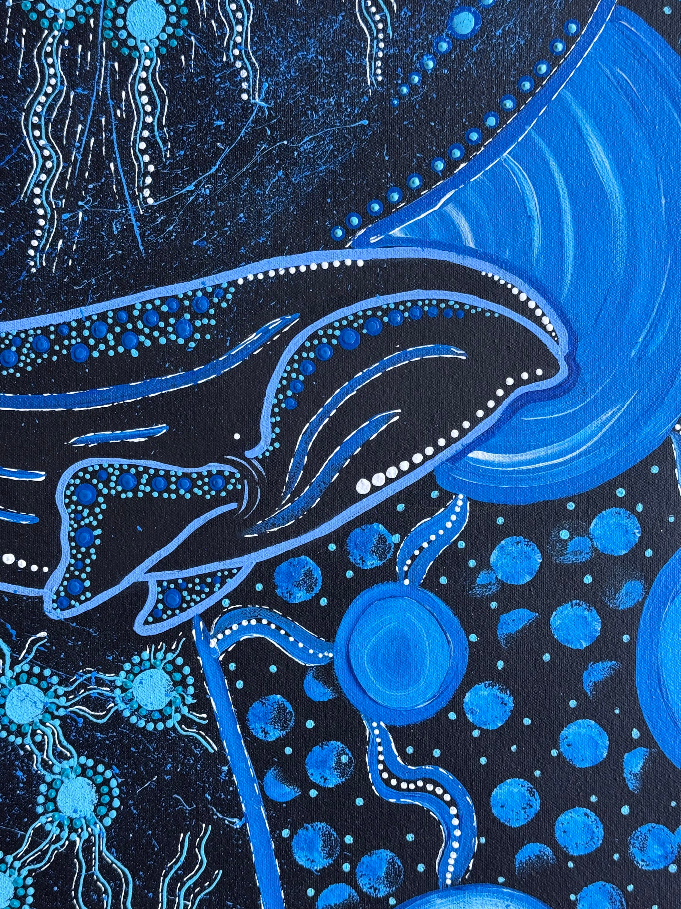 Deidre Burgoyne Rosier - Mother Whale Protecting Her Baby Whale Calf .34-20