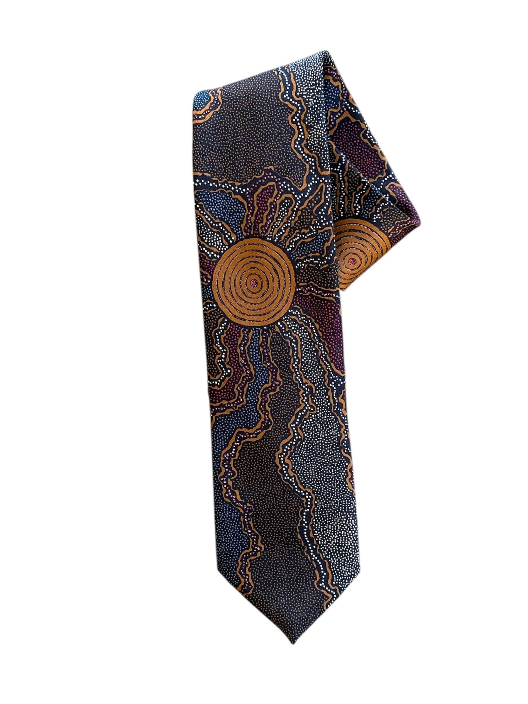 Men's Tie - Maureen Hudson Nampajimpa (Fire & Water Brown)