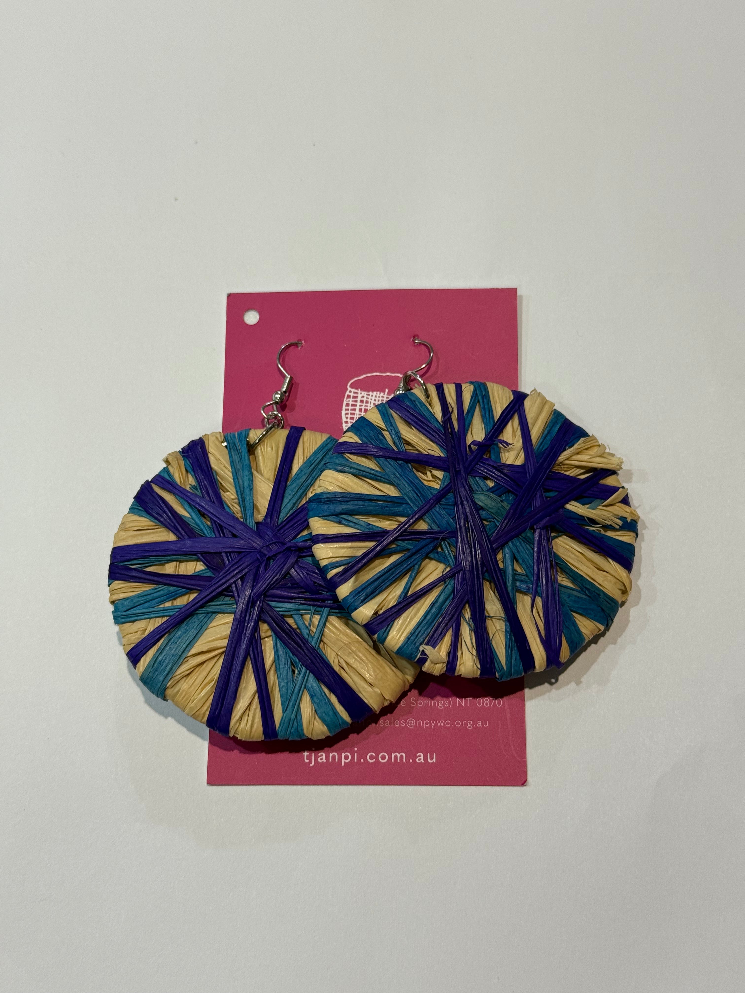 Raffia Woven Disc Earrings - Eva Braeden .289