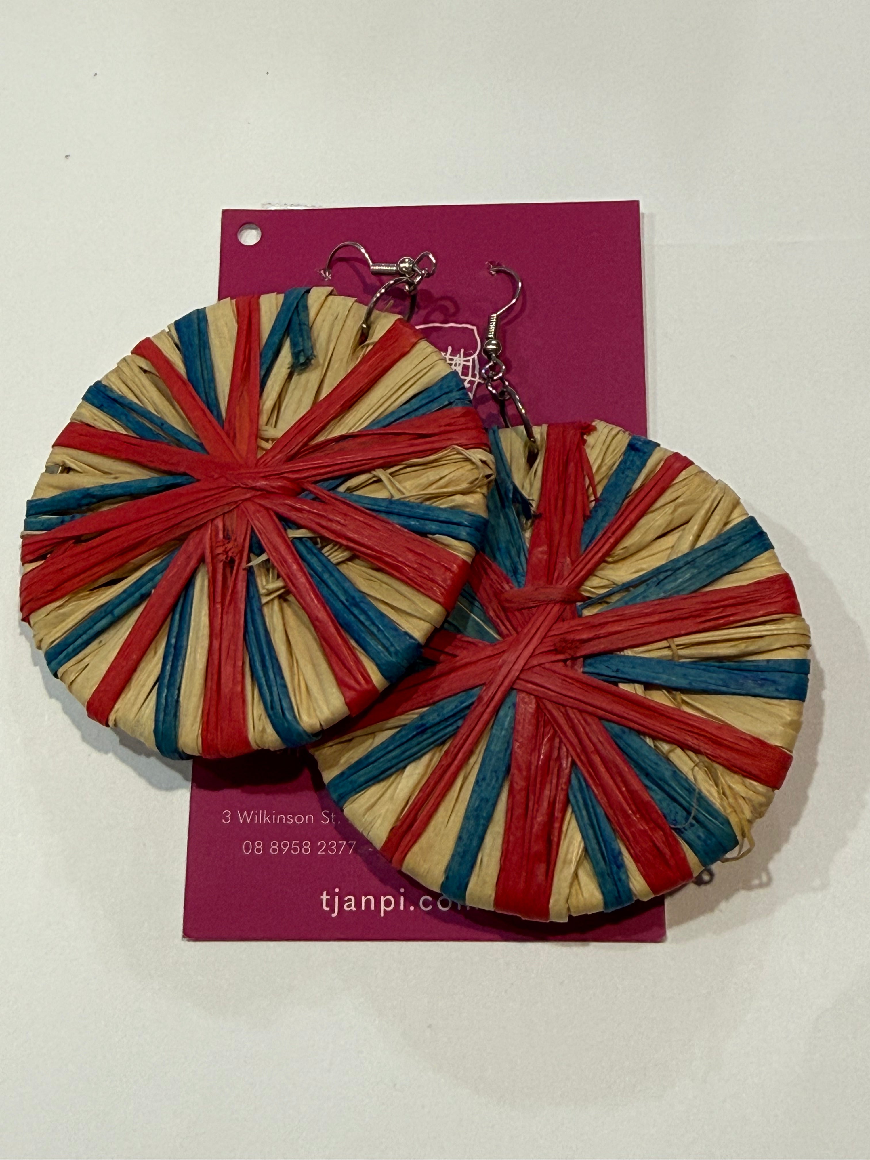 Raffia Woven Disc Earrings - Eva Braeden .290