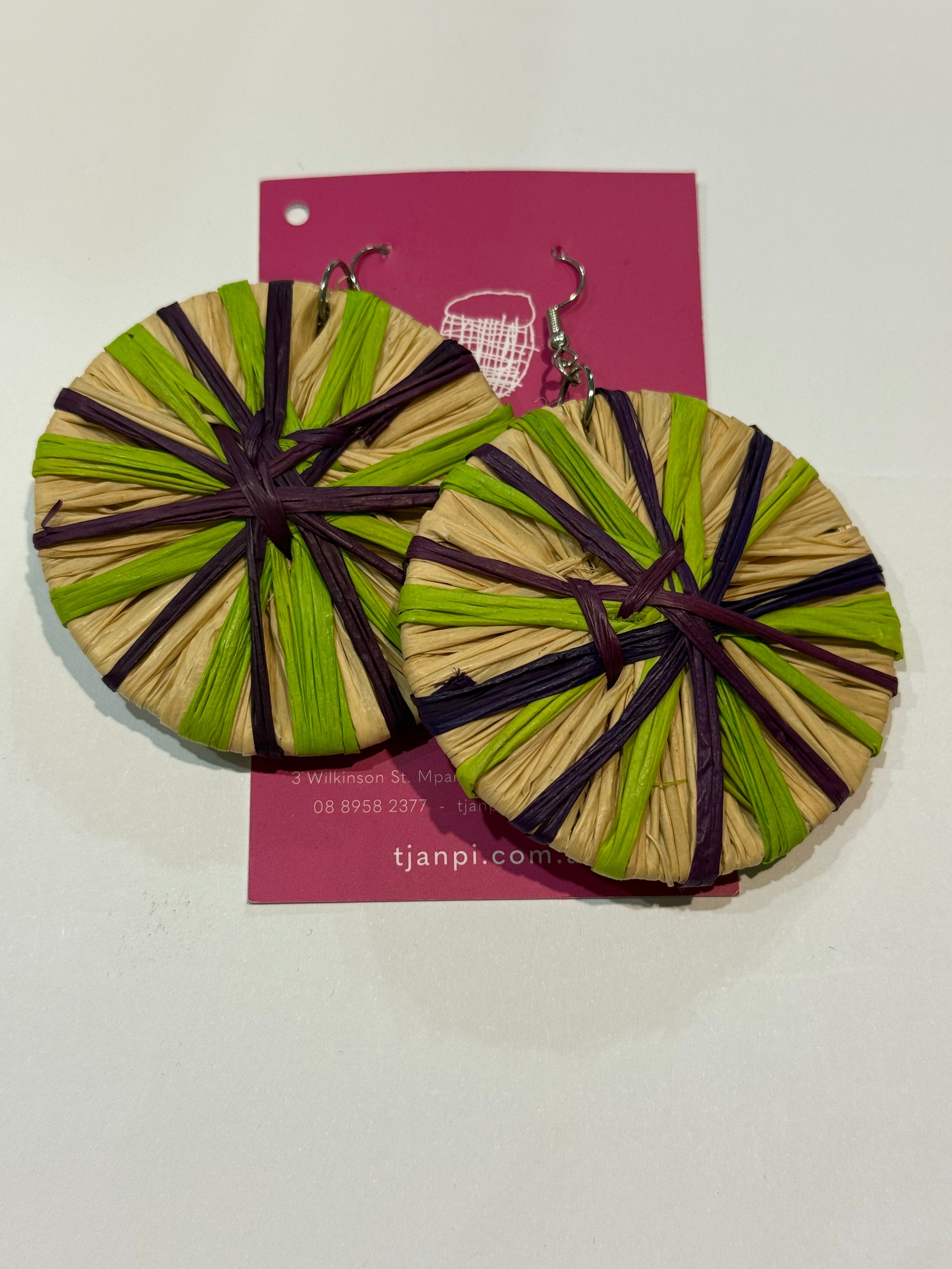 Raffia Woven Disc Earrings - Eva Braeden .296