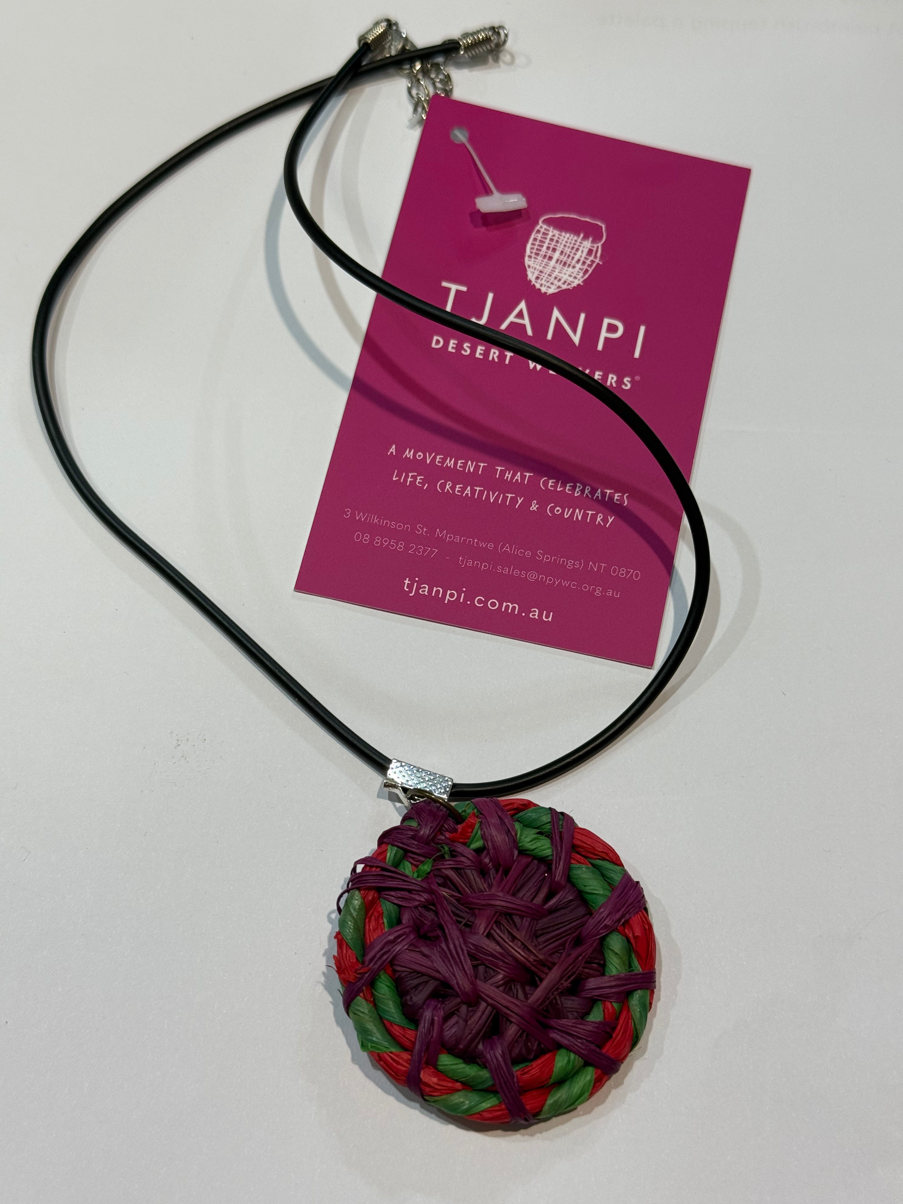 Raffia Woven Necklace - Eva Braeden (burgundy)