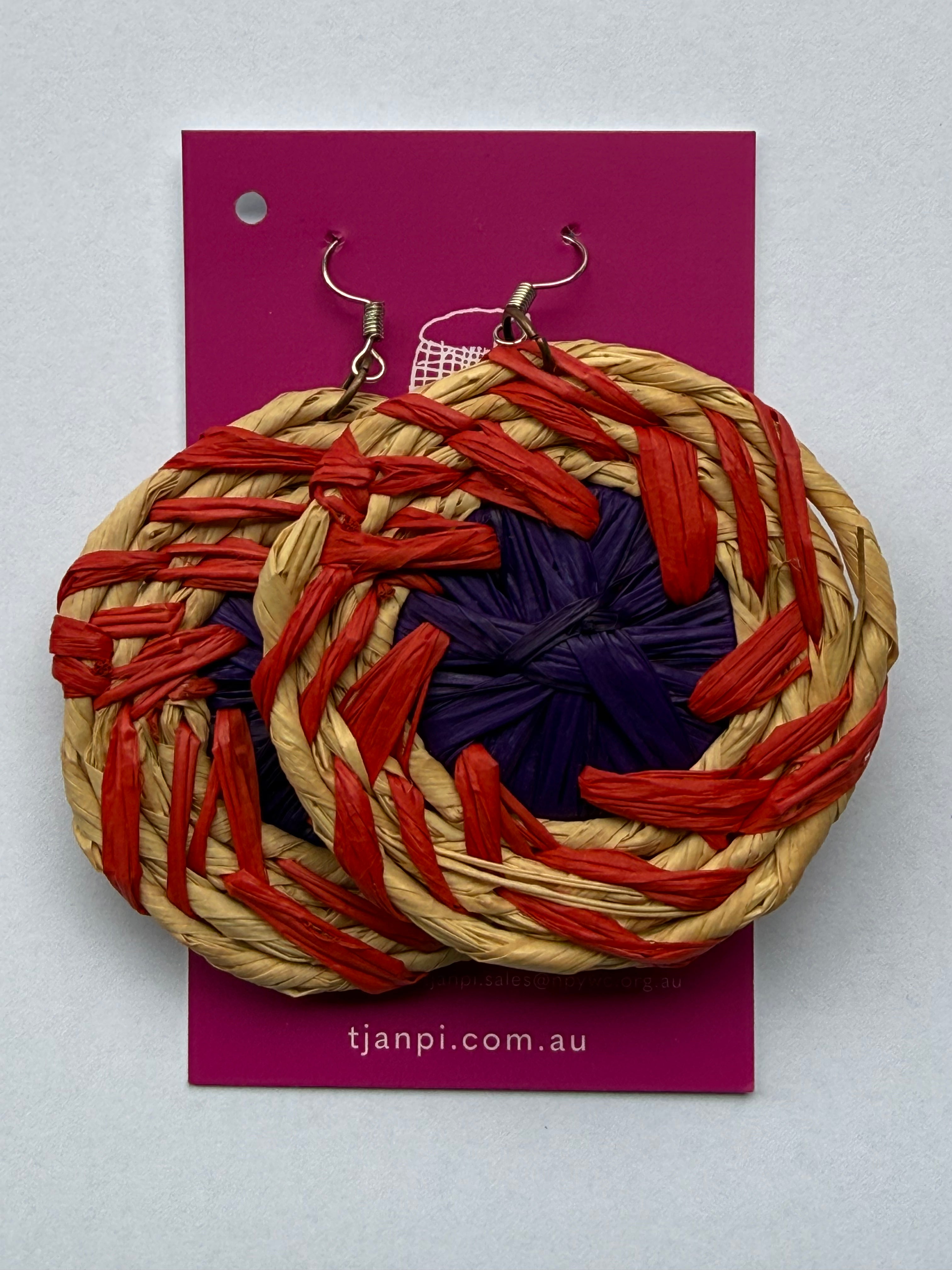 Raffia Woven Disc Earrings - Eva Braeden .301
