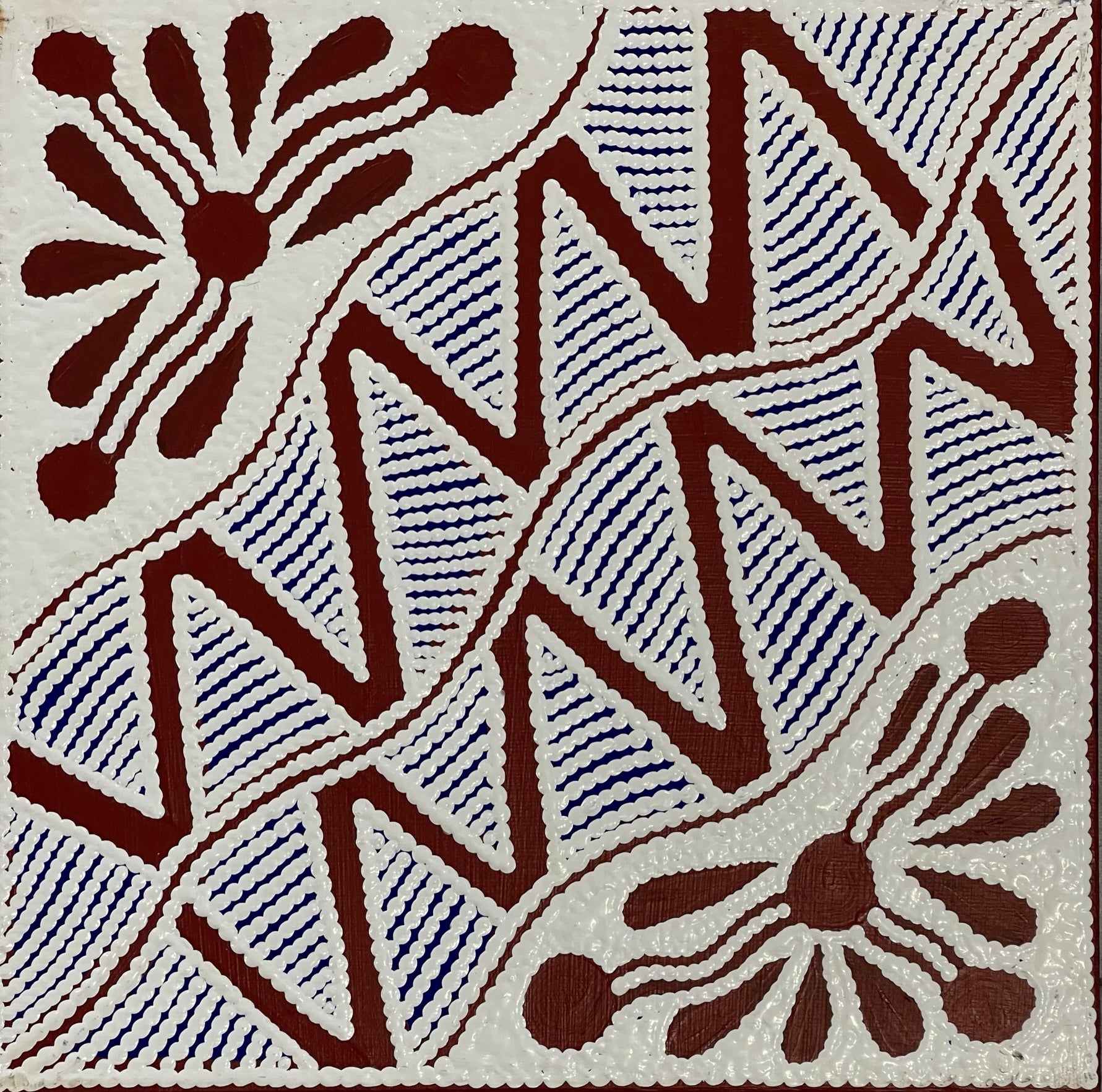 Ursula Napangardi Hudson - Pikilyi Jukurrpa (Vaughan Springs Dreaming) - 30x30cm Stretched