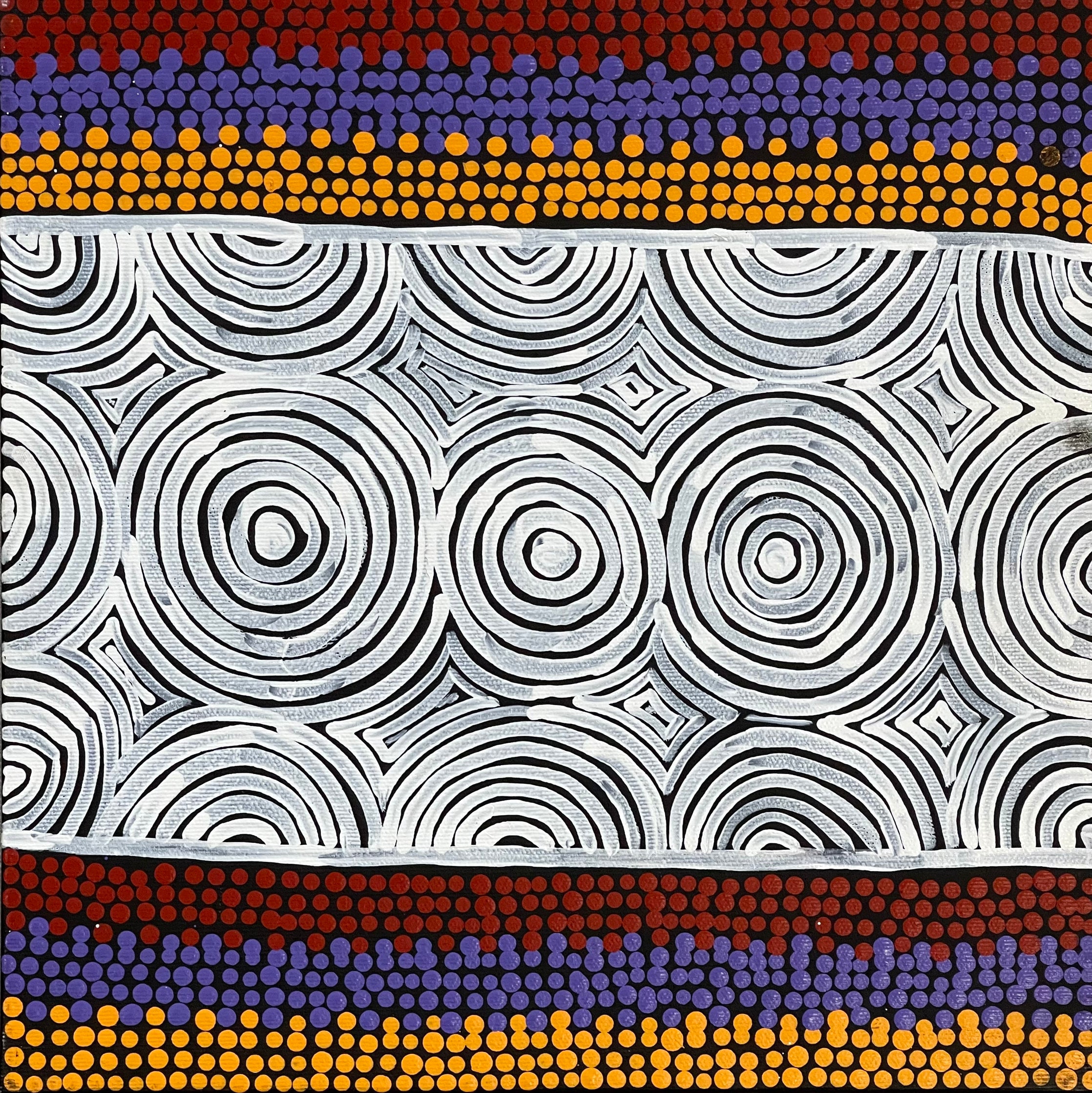 Ingrid Napangardi Williams - Ngalyipi Jukurrpa (Snake Vine Dreaming) - Purturlu - 30x30cm Stretched ready to hang