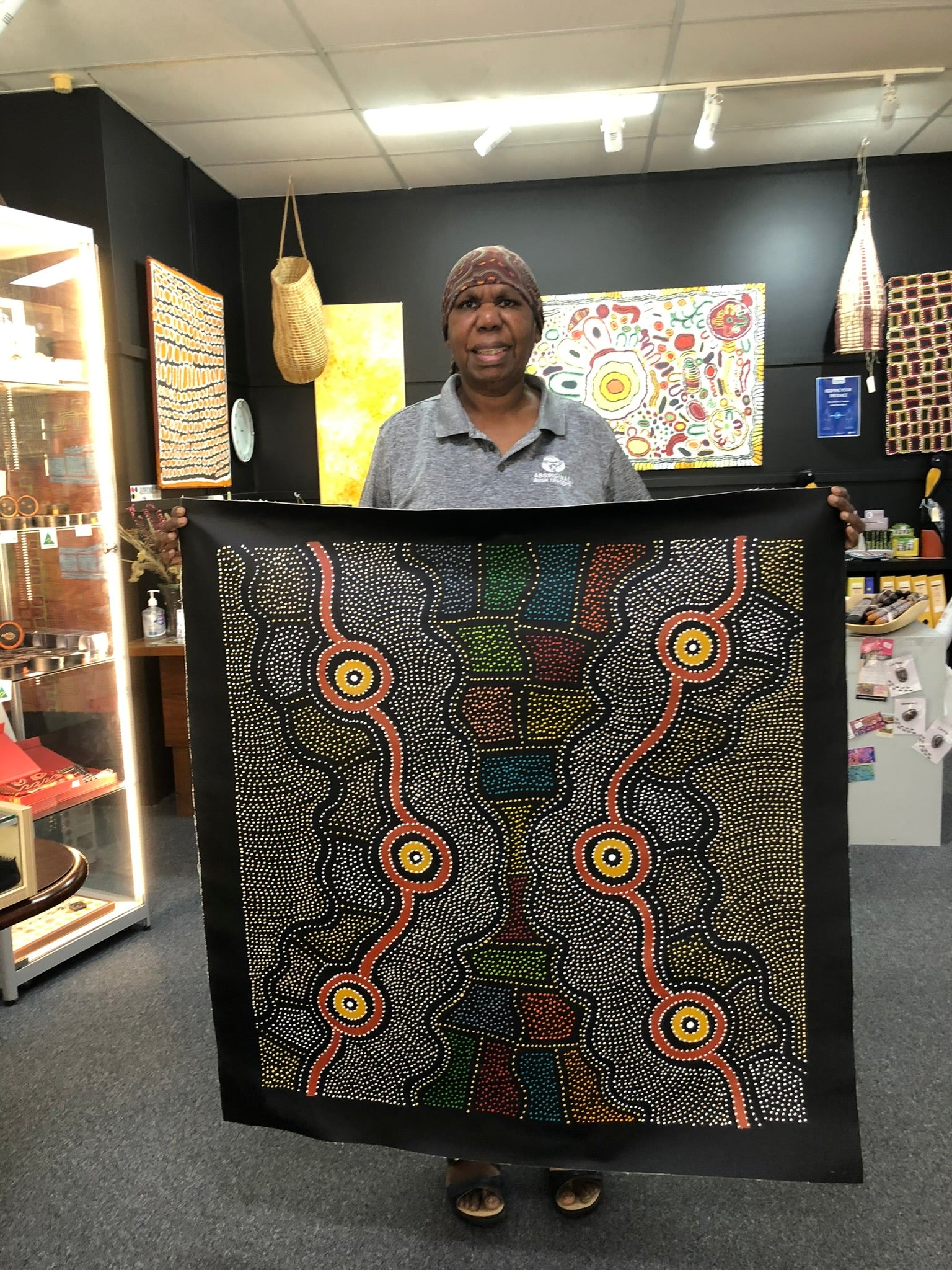 Jacinta Numina Waugh - My Country Atnangkerre, Thorny Lizard (Arnkerrthe) - 90x93cm .11-8