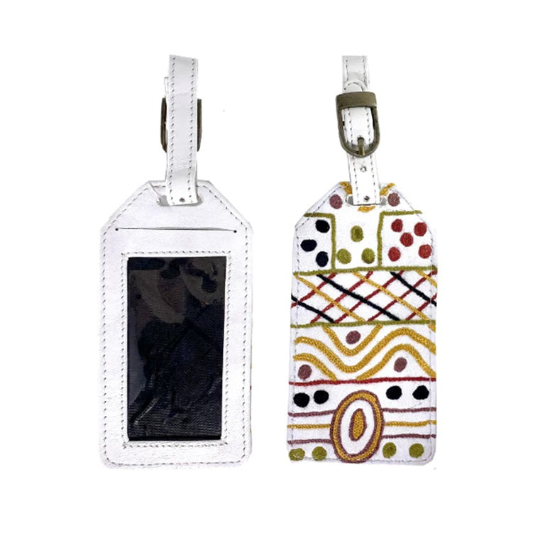 Leather Luggage Tag Embroidered - Josette Papajua