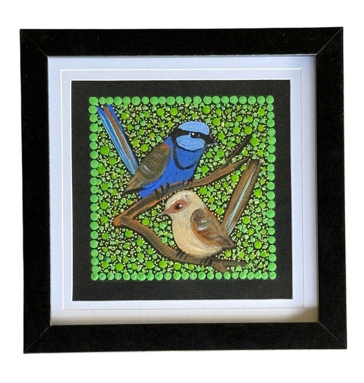Kathleen Buzzacott - Blue Fairy Wrens - Small, Framed .507