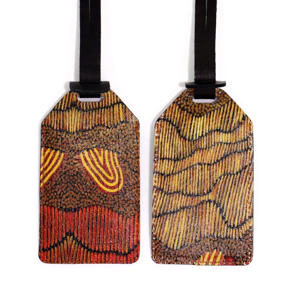 Leather Luggage Tag Printed - Damien & Yilpi Marks