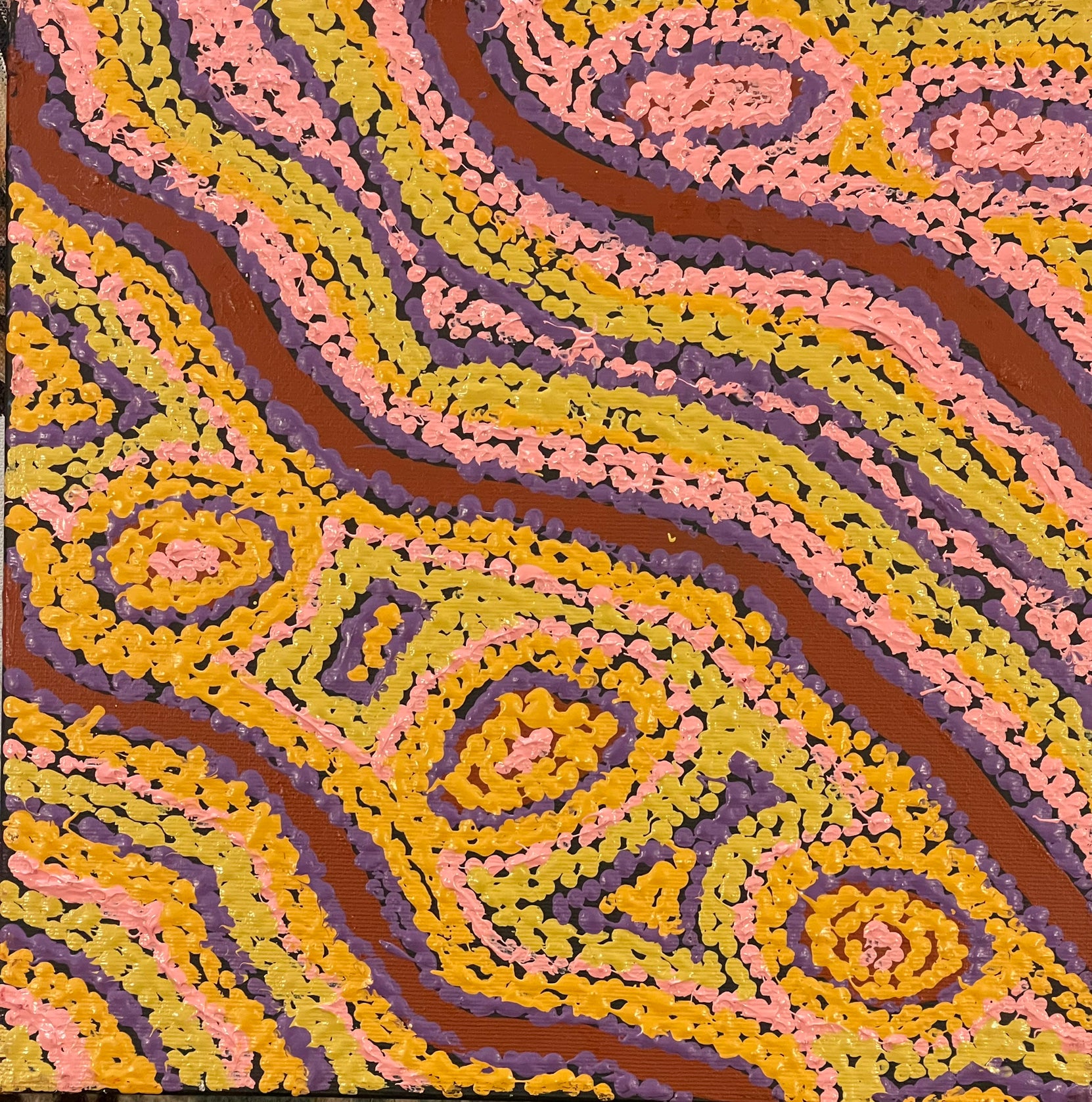 Magda Nakamarra Curtis - Lappi Lappi Jukurrpa (Lappi Lappi Dreaming) - 30x30cm *Stretched ready to hang**