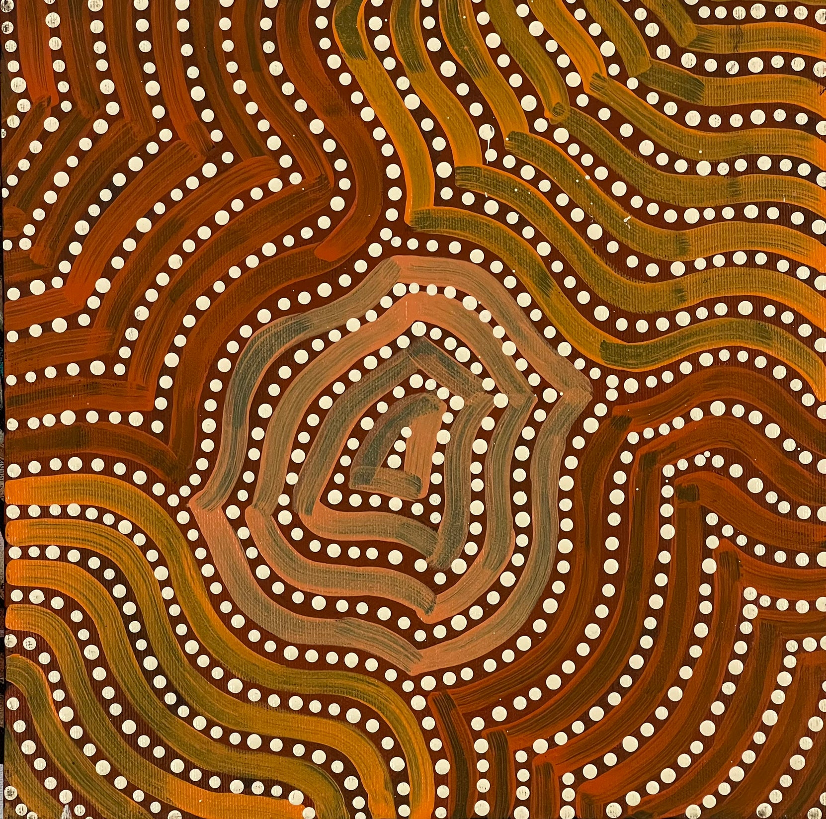 Melissa Napangardi Williams - Warnu Jukurrpa (Snake Dreaming) - 30x30cm *Stretched ready to hang*