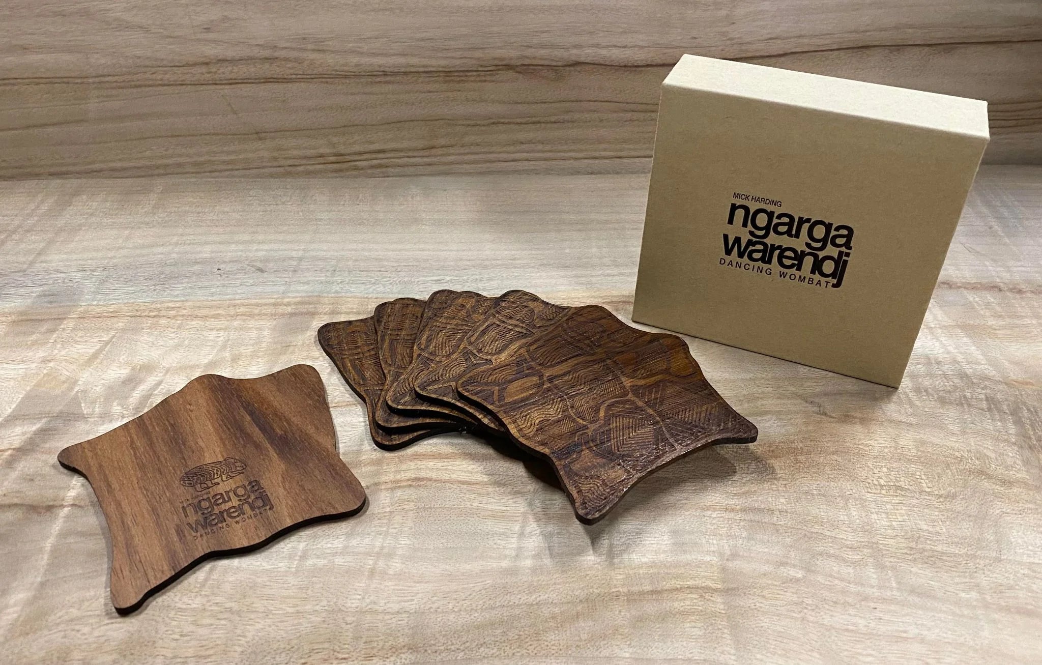 Ngarga Warendj Blackwood Coasters Set of 6 - Possum Cloak - Mick Harding