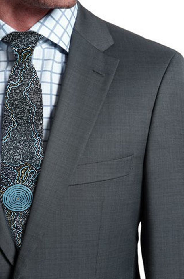 Men's Tie - Maureen Hudson Nampajimpa (Fire & Water Blue)